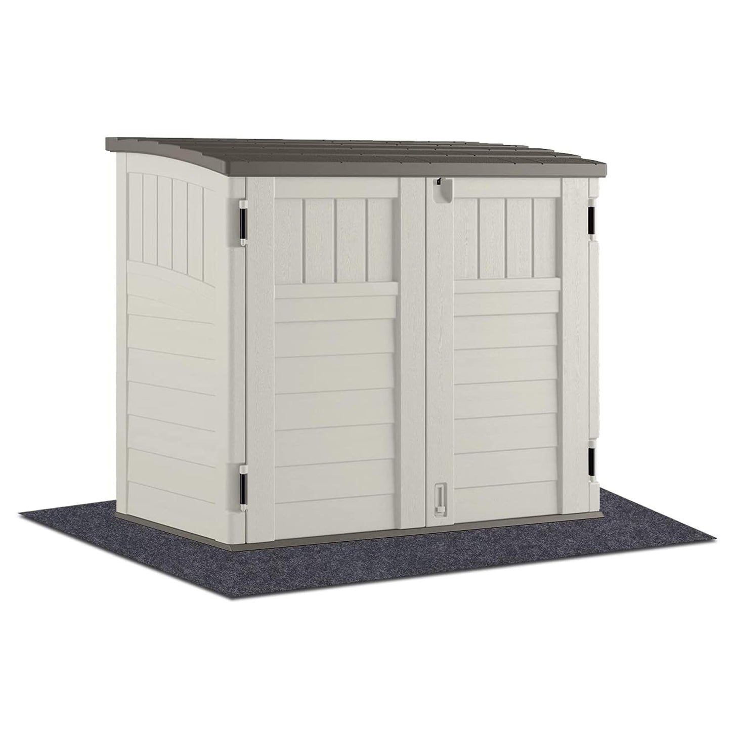 Meitola Outdoor Storage Shed Mat，Waterproof and Dustproof Outdoor Carport Mat—Backing Prevents Liquid Penetration，Soft Material, Patio Furniture Mat，Non-Slip ，Washable ,Black (8' x 8')