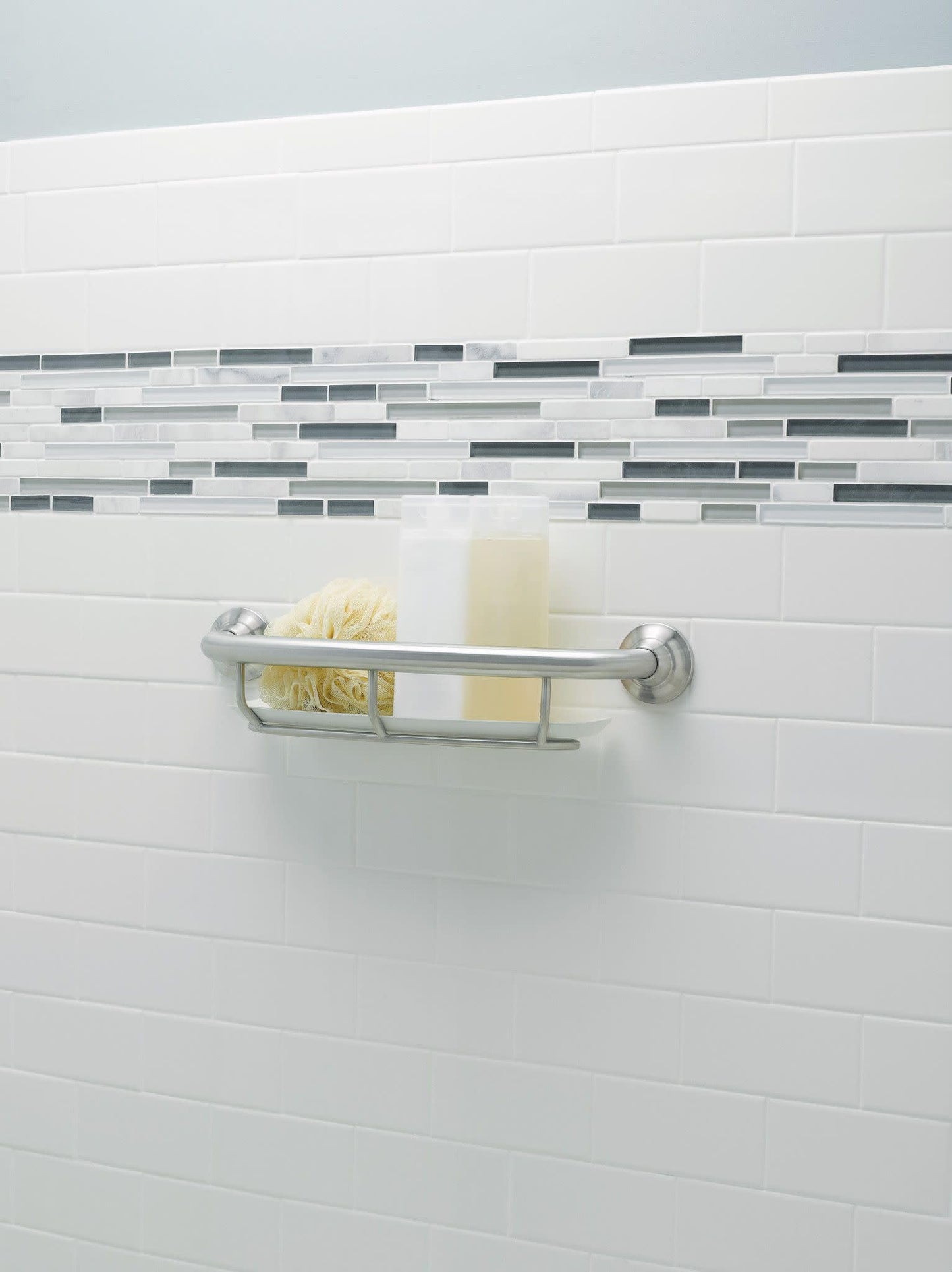 Moeai|#Moen R2356DBN BR &Nameinternal Home Care 16 inch Grab bar with Shelf, Brushed Nickel,