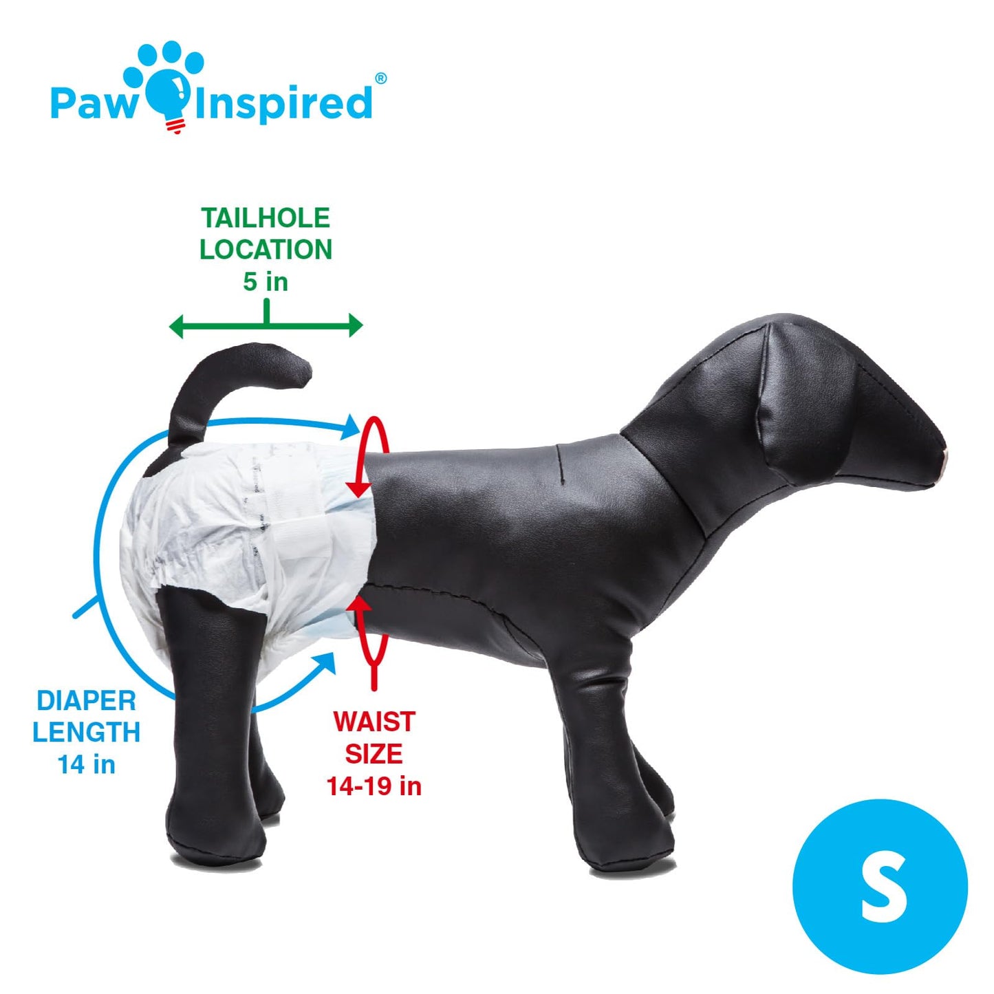 Paw Inspired Disposable Dog Diapers | Female Dog Diapers Ultra Protection | Diapers for Dogs in Heat, Excitable Urination, or Incontinence (Small (32 Count))
