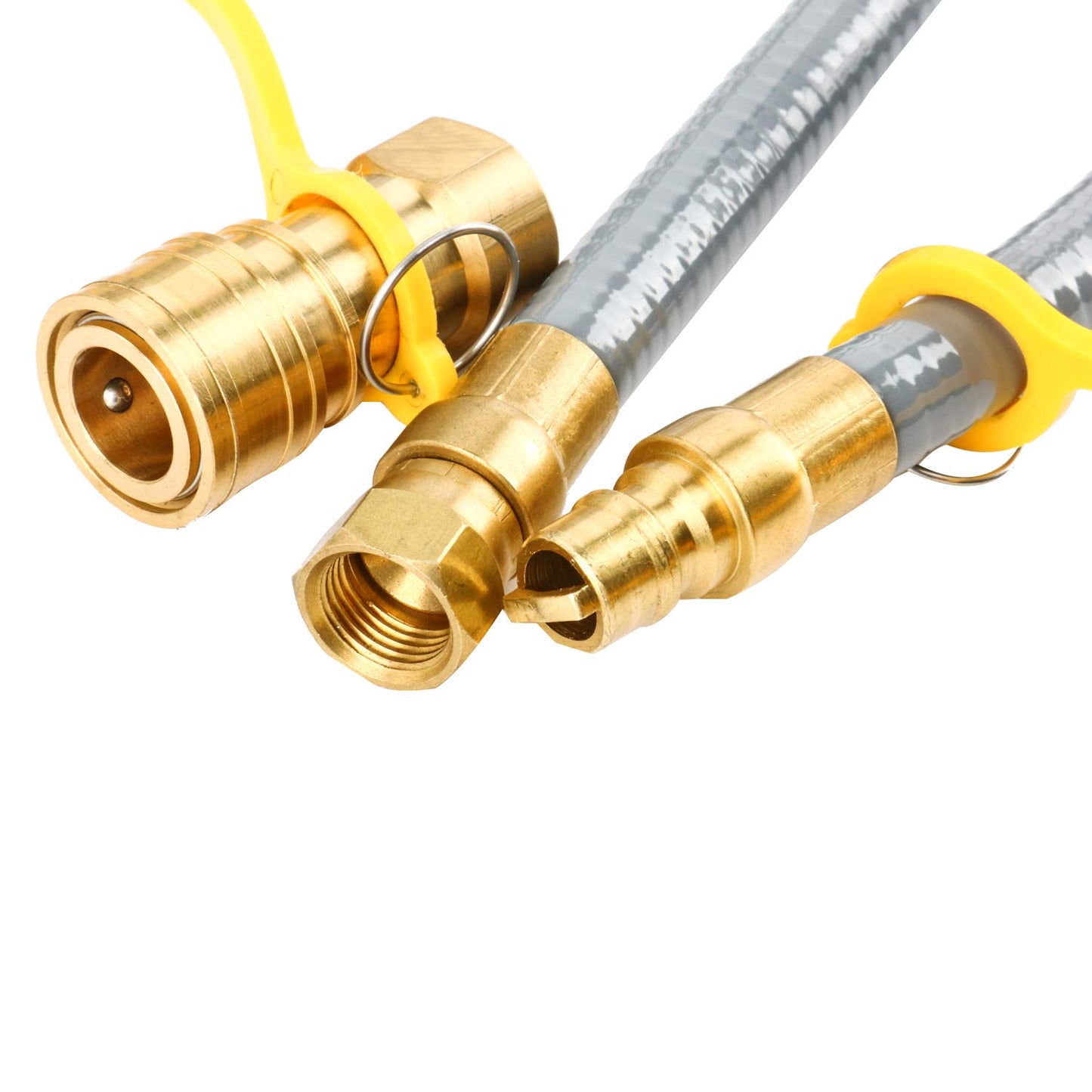 12 Feet 3/8 inch ID Natural Gas Grill Hose with 3/8" Male Flare Quick Connect/Disconnect - 3/8inch Female Flare Adapter for Outdoor NG/Propane Appliance - CSA Certified