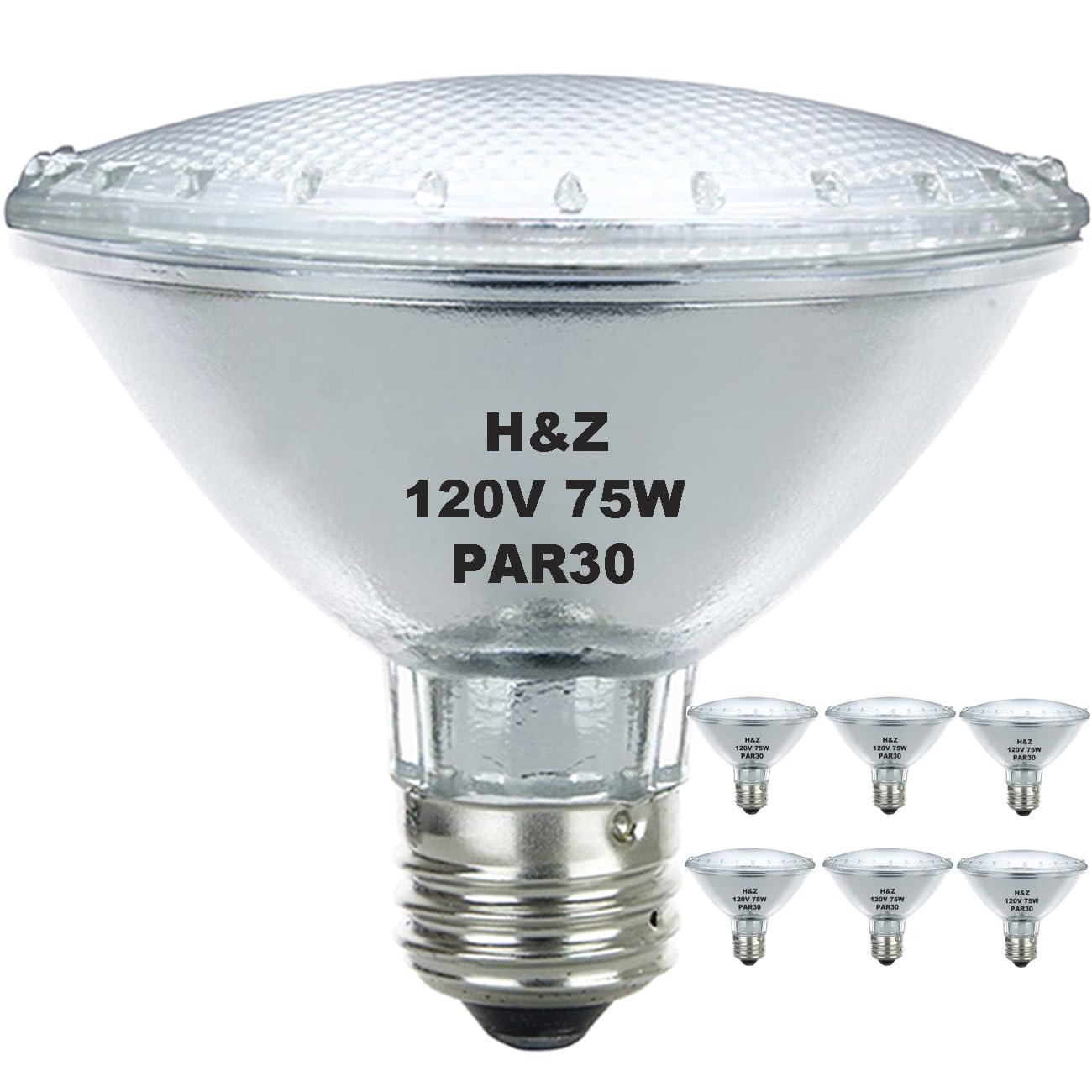 Par30 Short Neck, 6 Pack High Output Par30s Halogen 75W 120V, Par30 Dimmable Warm White 3000K, 75W Par30 Flood Light with E26 Medium Base for Recessed Trim Lighting, Track Light