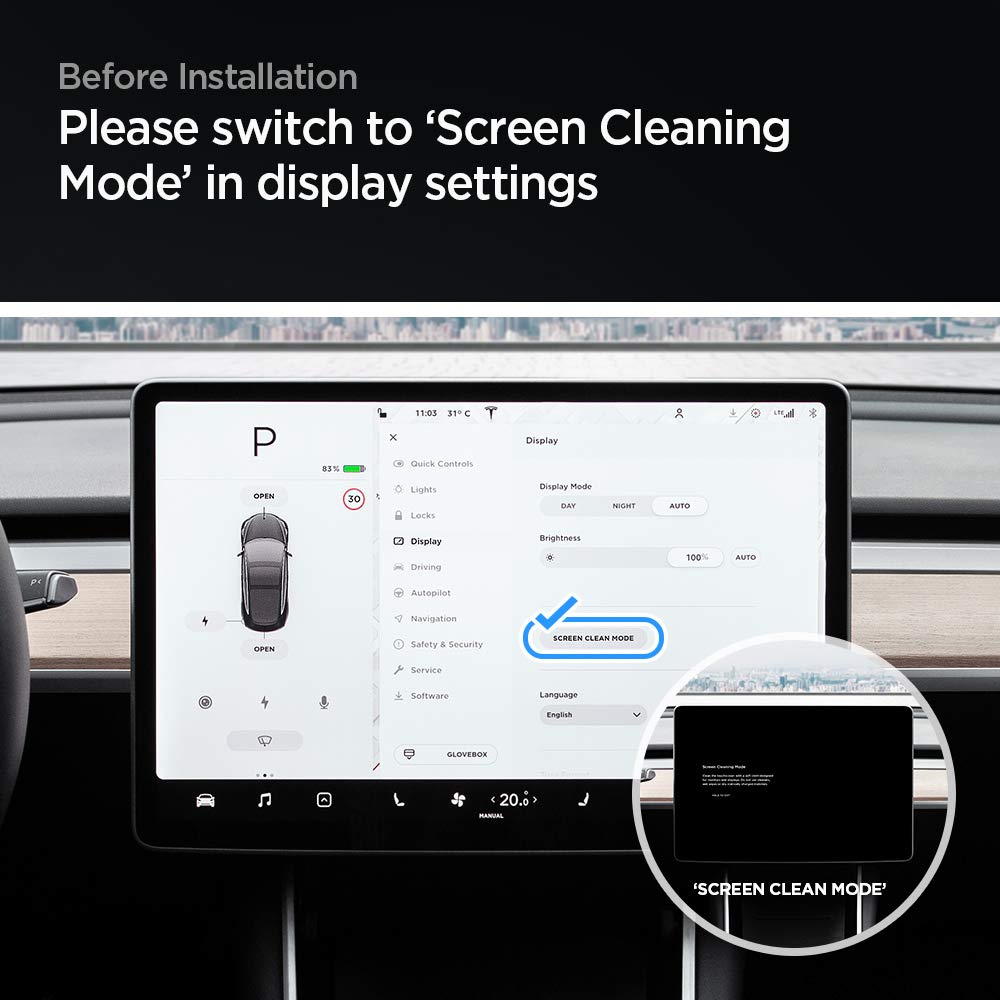 Spigen Tempered Glass Screen Protector [GlasTR EZ FIT] Designed for Tesla Model 3 (2023-2017), Tesla Model Y (2025-2020) 15 inch Dashboard Touchscreen - Matte/Anti Fingerprint