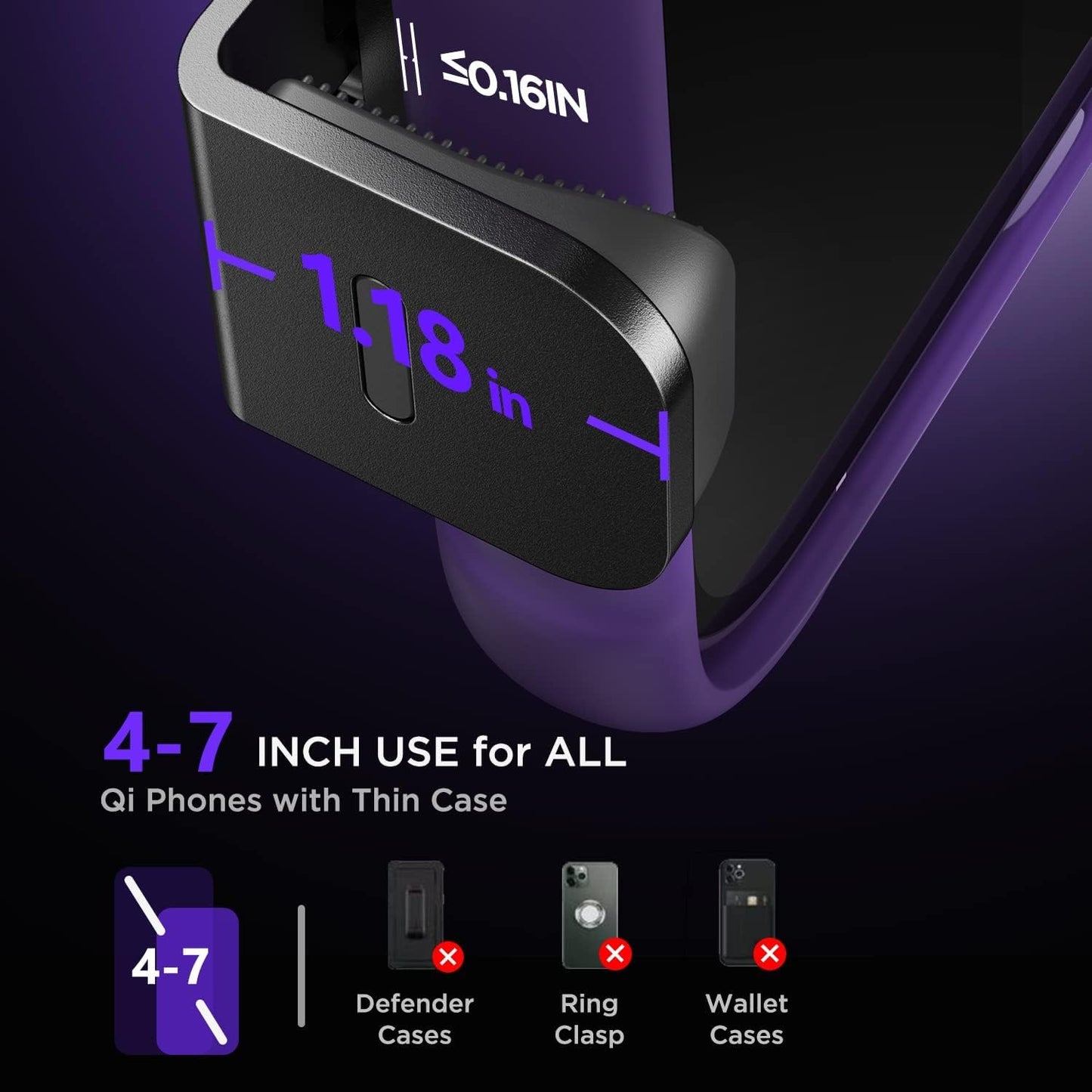 Wireless Car Charger,【7 Colored LED Backlit】 Mosurr 15W Auto Clamping Phone Holder Car Mount Charger for iPhone 16 15 14 13 12 Mini Pro Max 11, Samsung Galaxy S24 Ultra S23 Note 20, etc-Dark Black