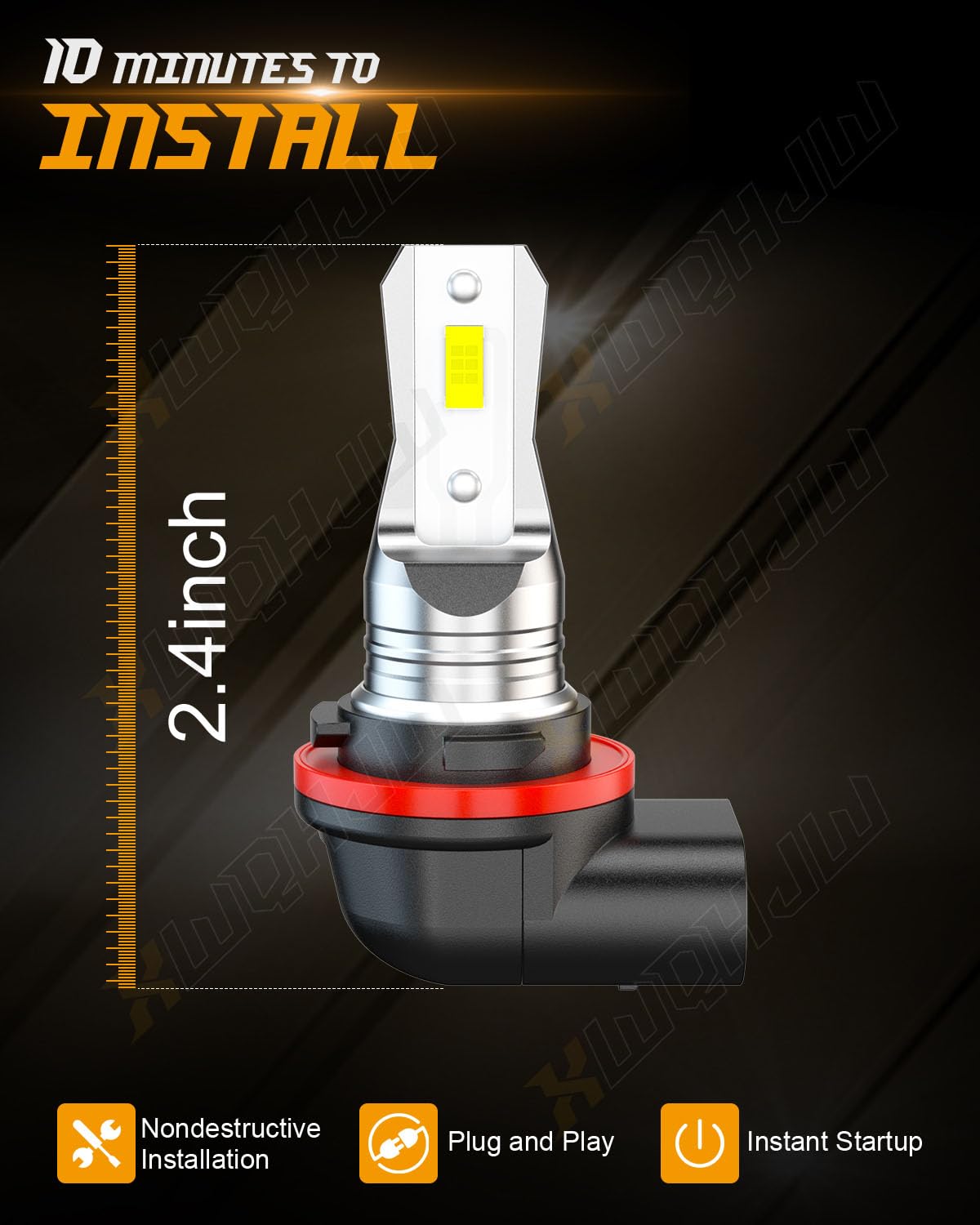 2 PCS HR3 LED Bulbs, For 34901-A21 92069-0019 34901HR3A21 ATV UTV Motorcycle Headlights High or Low Beam Fog Light DRL, 12PCS 3570 LED Chips, 6000K White Super bright, Halogen Replacement