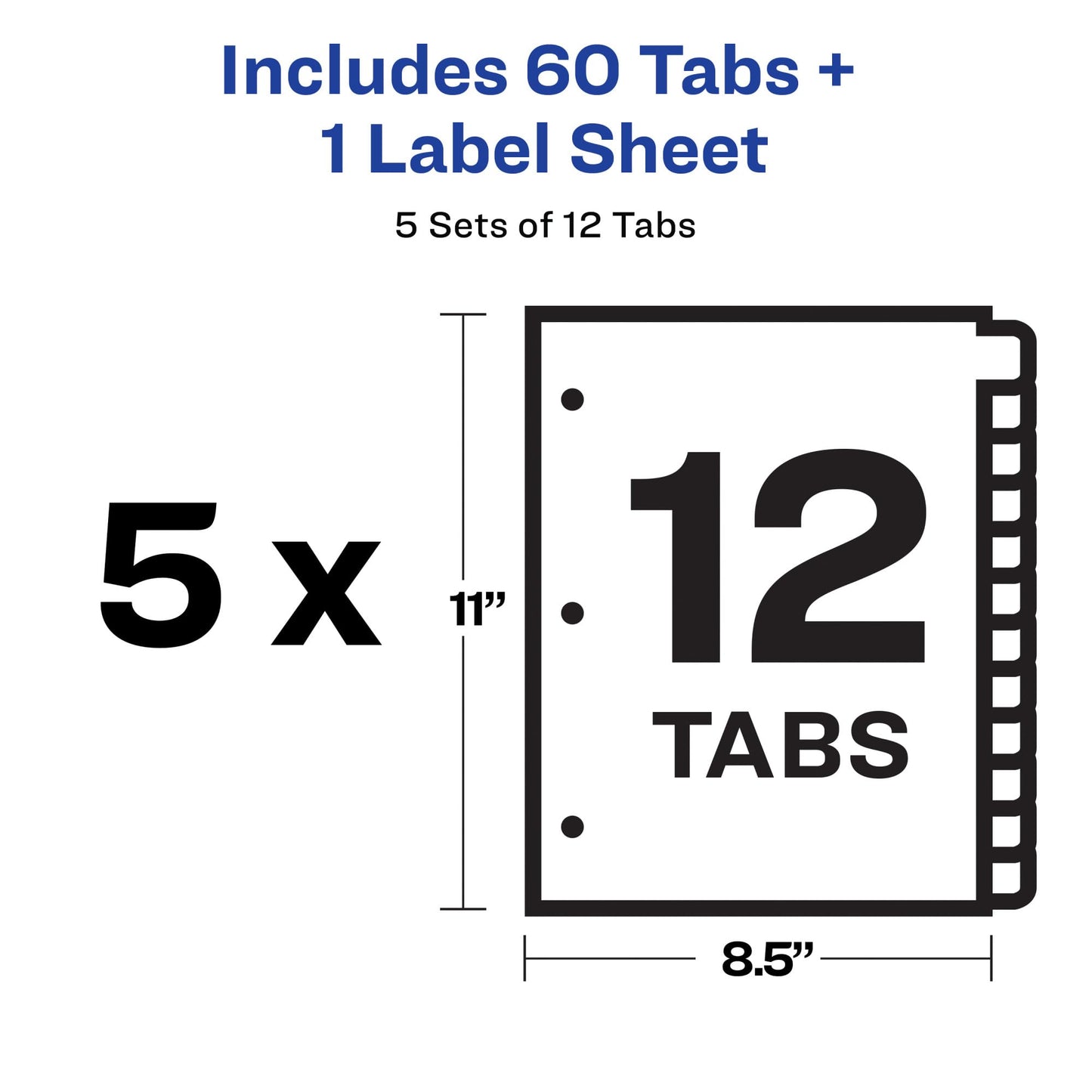 Avery Index Maker Clear Label 8-12 x 11 Inches Dividers with 12 White Tabs, 5 Pack (11429)