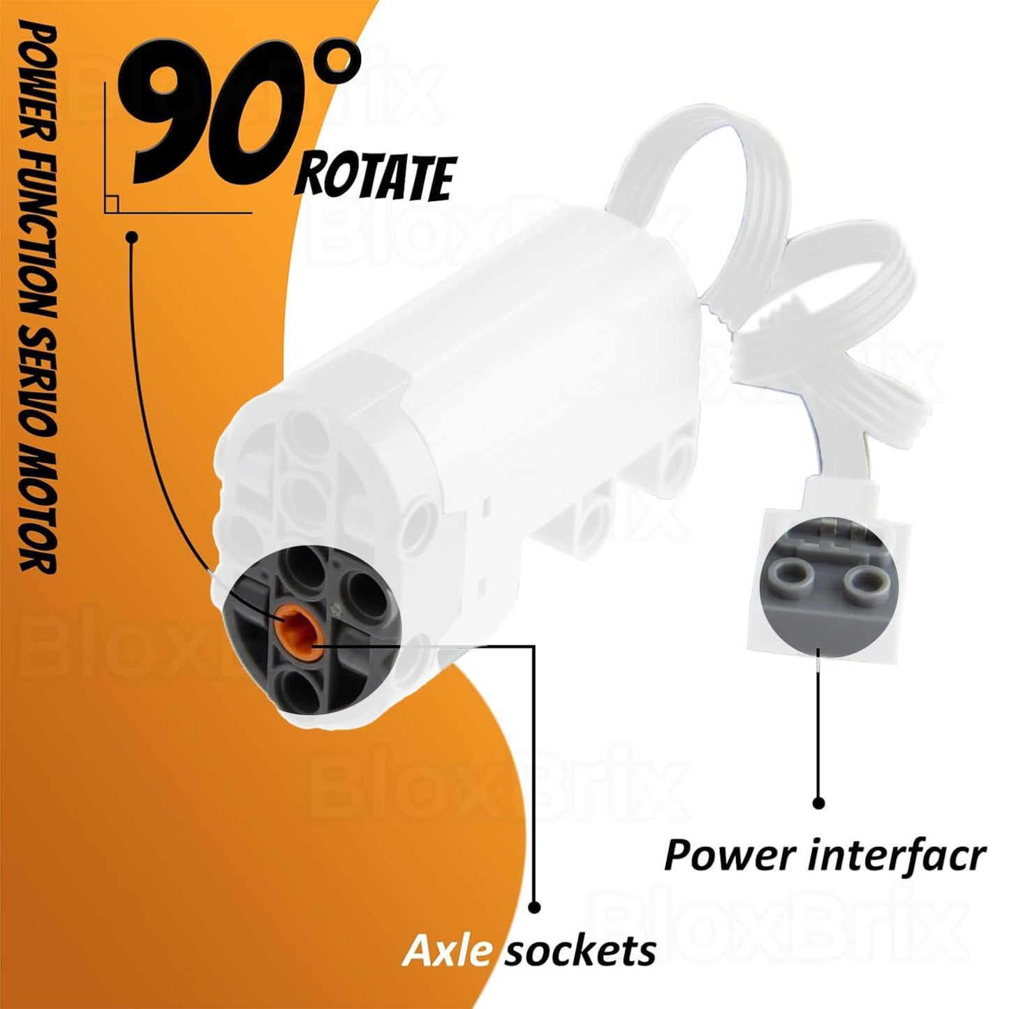 BloxBrix 45 Pcs Power-Function Set Servo & Train-Motor Battery Technic-Parts Receiver Train Adjustable Speed Motor, Motor Power Change Parts Applicable to Main Brands