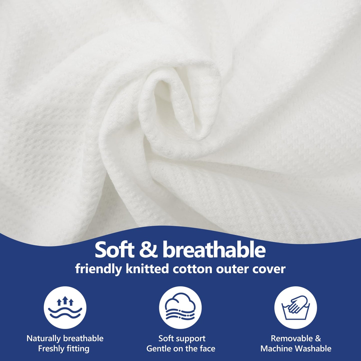 Natural Latex Pillow for Sleeping, Ergonomic Cervical Pillow for Neck Support, 90% Latex Core with Breathable Removable Washable Cover, Contour Bed Pillow for Side & Back Sleepers (White 40 * 60cm)