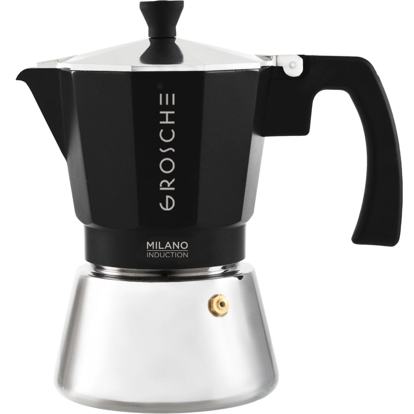 GROSCHE Milano Induction Stovetop Espresso Maker Moka Pot for Greca, Induction, Electric & Gas Stoves, Stovetop Espresso Maker, Canadian Brand! | 6 Espresso Cup, Black