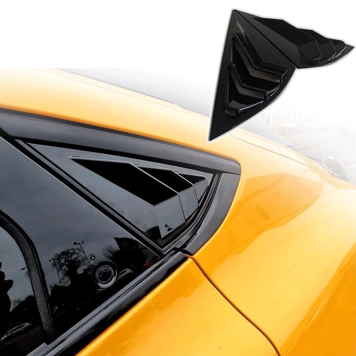BestEvMod Compatible with 2026 2025 2024 2023 2022 2021 Mustang Mach E Quarter Side Window Scoop Louvers Cover Window Visor Cover ABS (Glossy Black)