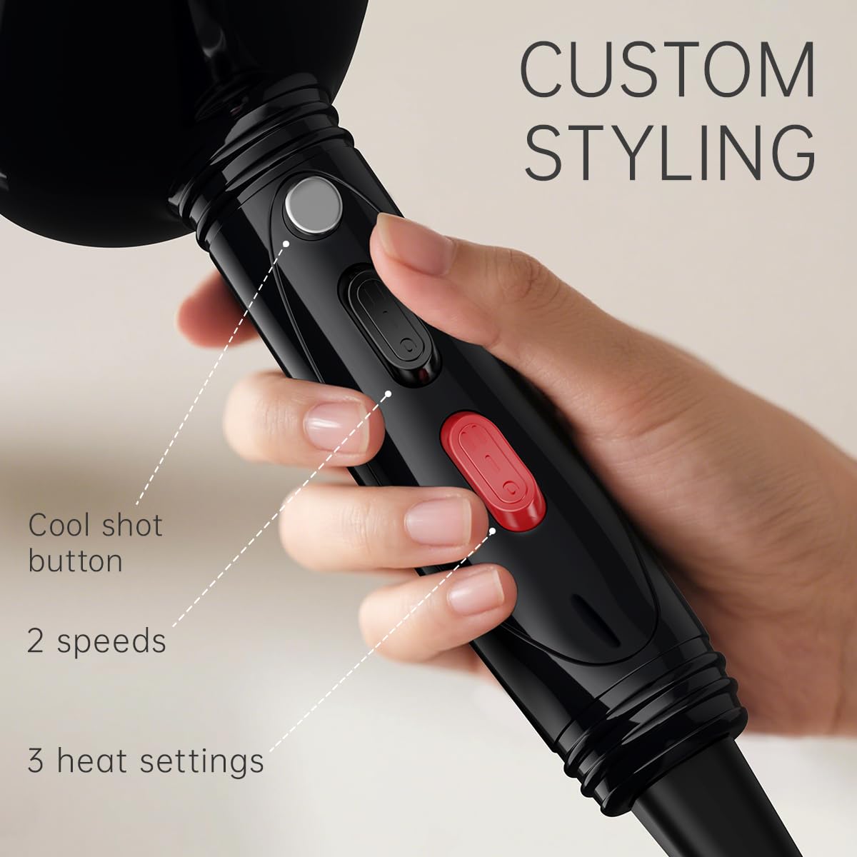 Professional Hair Dryer, Ionic Salon Performance Hair Dryer,1875 Watts Hair Dryer with Diffuser,3 Heating & 2 Speed Setting Blow Dryer With Cool Shot