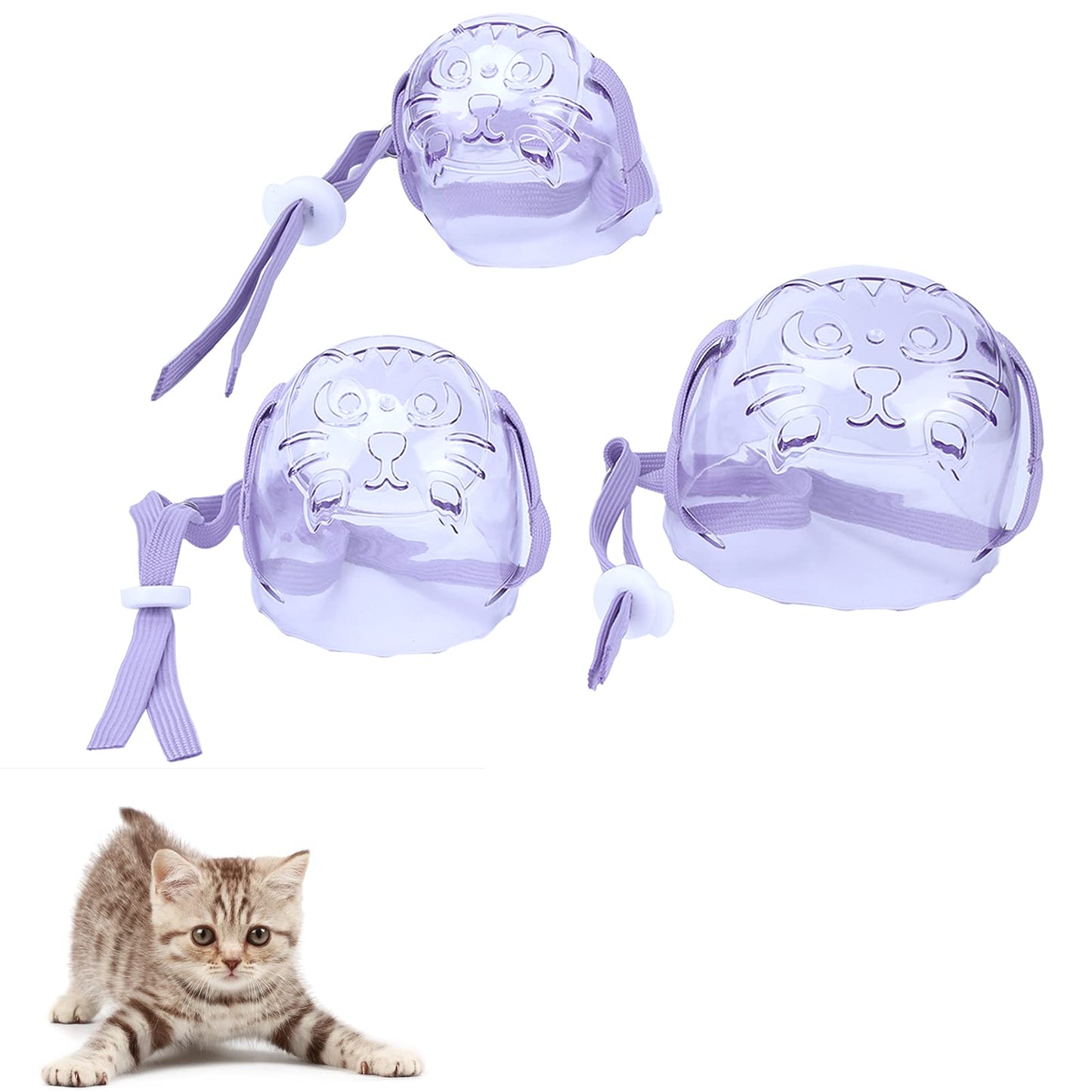 Cat Muzzle Set, Transparent Breathable Face Cover, Anti-Bite Training Mask, 3-Pack