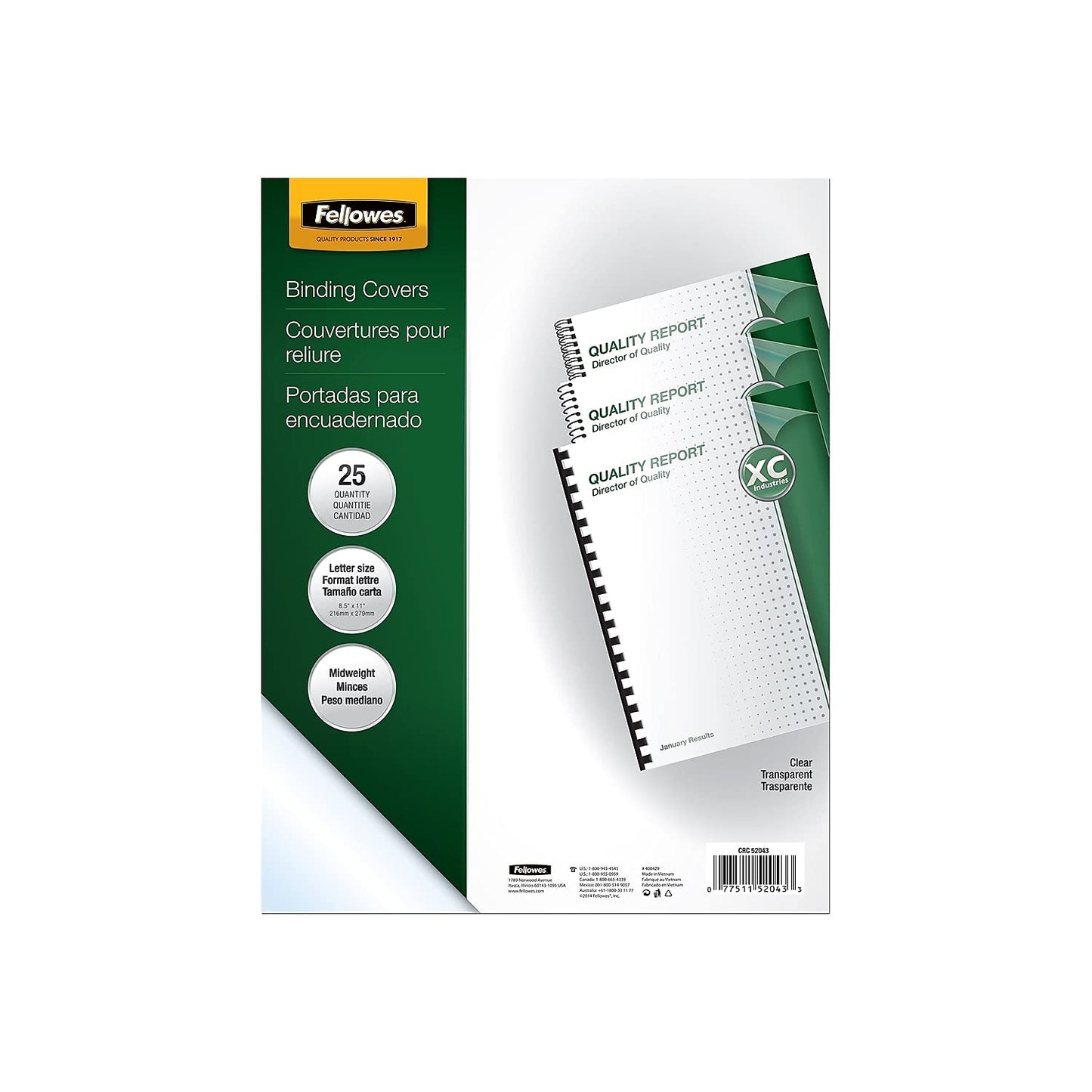 Fellowes Crystals Clear PVC Binding Covers, Letter, 200 Pack (5204303)