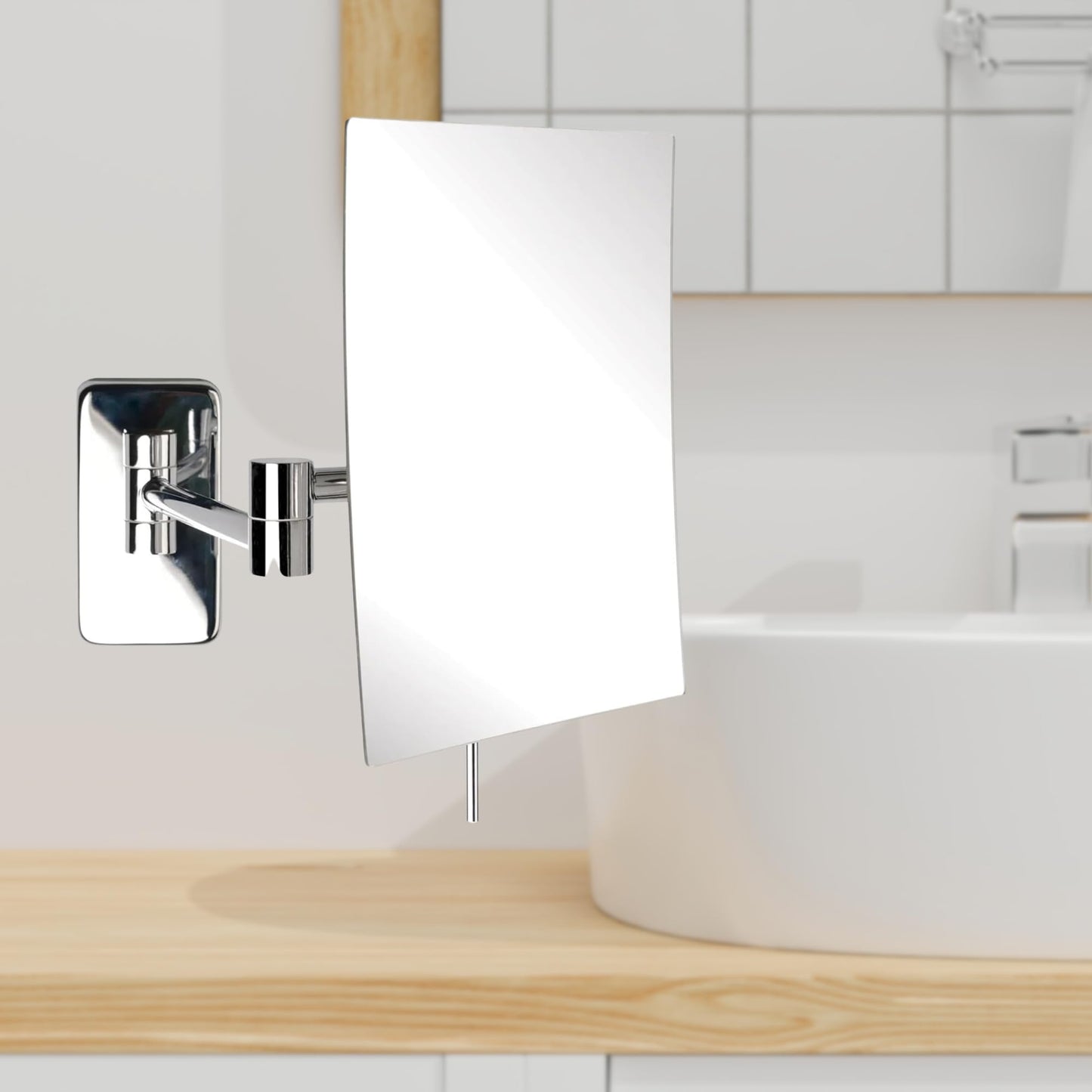 Jerdon JRT695C 6.5-Inch by 8.75-Inch Wall Mount Rectangular Makeup Mirror, Chrome Finish