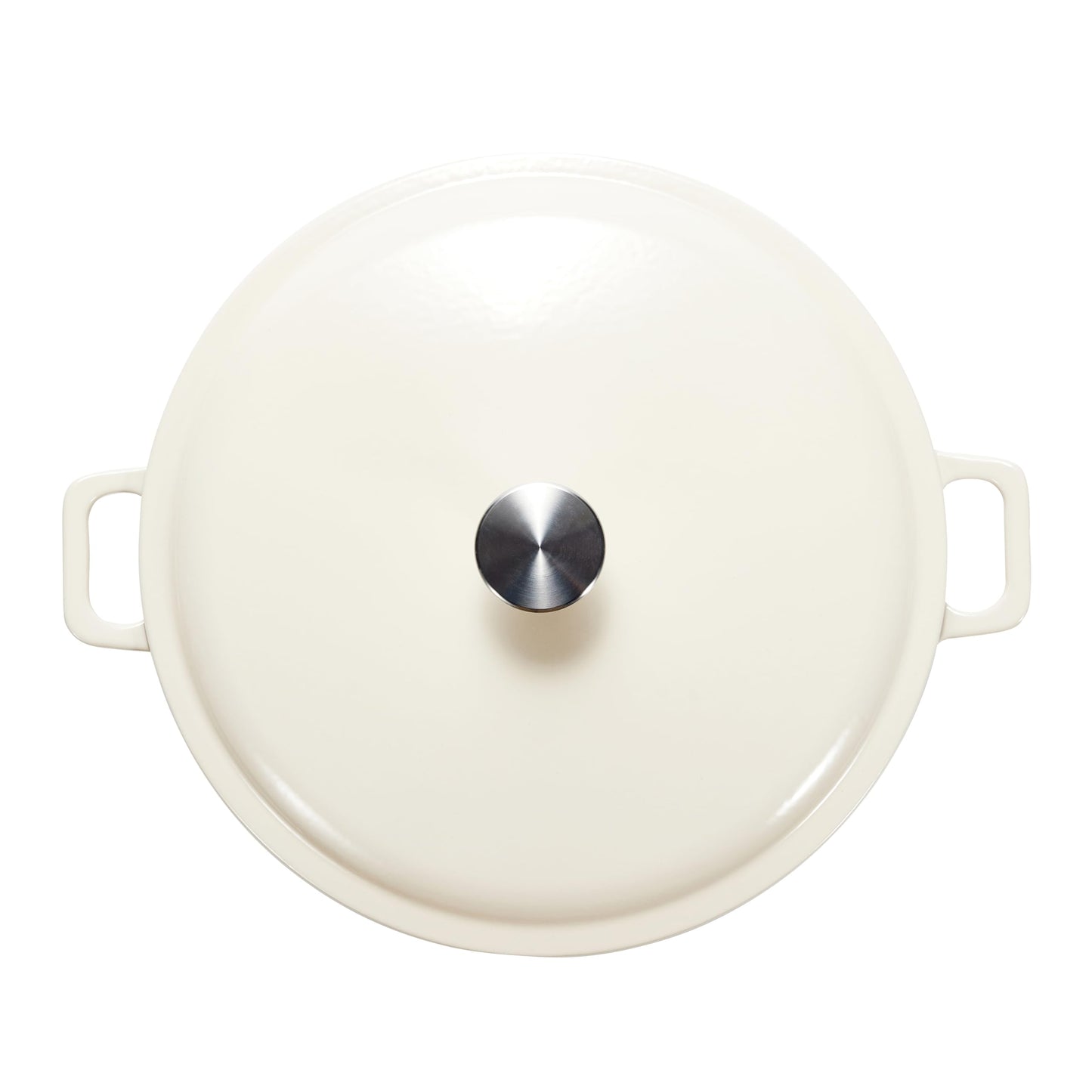 AmazonBasics Enameled Cast Iron Covered Casserole Skillet, 3.3-Quart, White