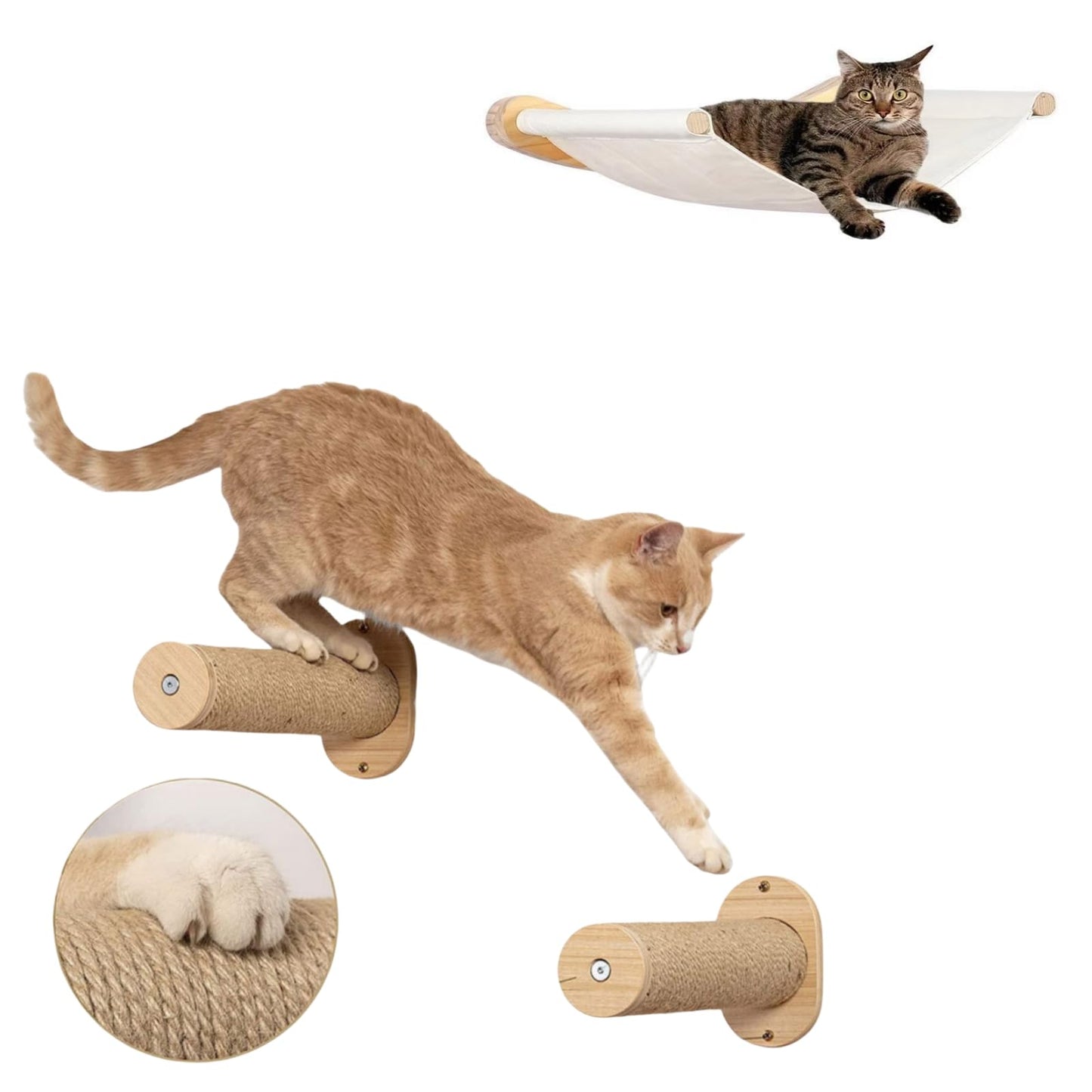 Cat Hammock Wall Mounted Cat Shelf with Two Steps - Cat Wall Shelves and Perches for Sleeping, Playing, Climbing Cat Bed & Furniture for Large Cats or Kitty Wall Cat Bed