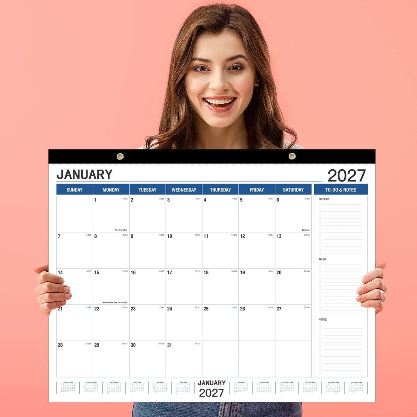 Large Wall Calendar 2026.7-2027.12: Desk Calendar 21.96 x 16.96 Inches,Large Desk Calendar Runs From July 2026 - December 2027 for Home Office Planning and Organizing Family Planner with Notes, Pocket (Simple Style)