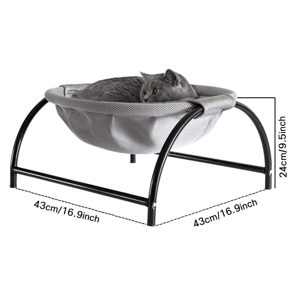 JUNSPOW Cat Bed Dog/Pet Hammock Bed Free-Standing Kitty Sleeping Pet Cat Supplies Whole Wash Stable & Breathable Easy Assembly Indoors Outdoors,16.9 in x 16.9 in x 9.5 in