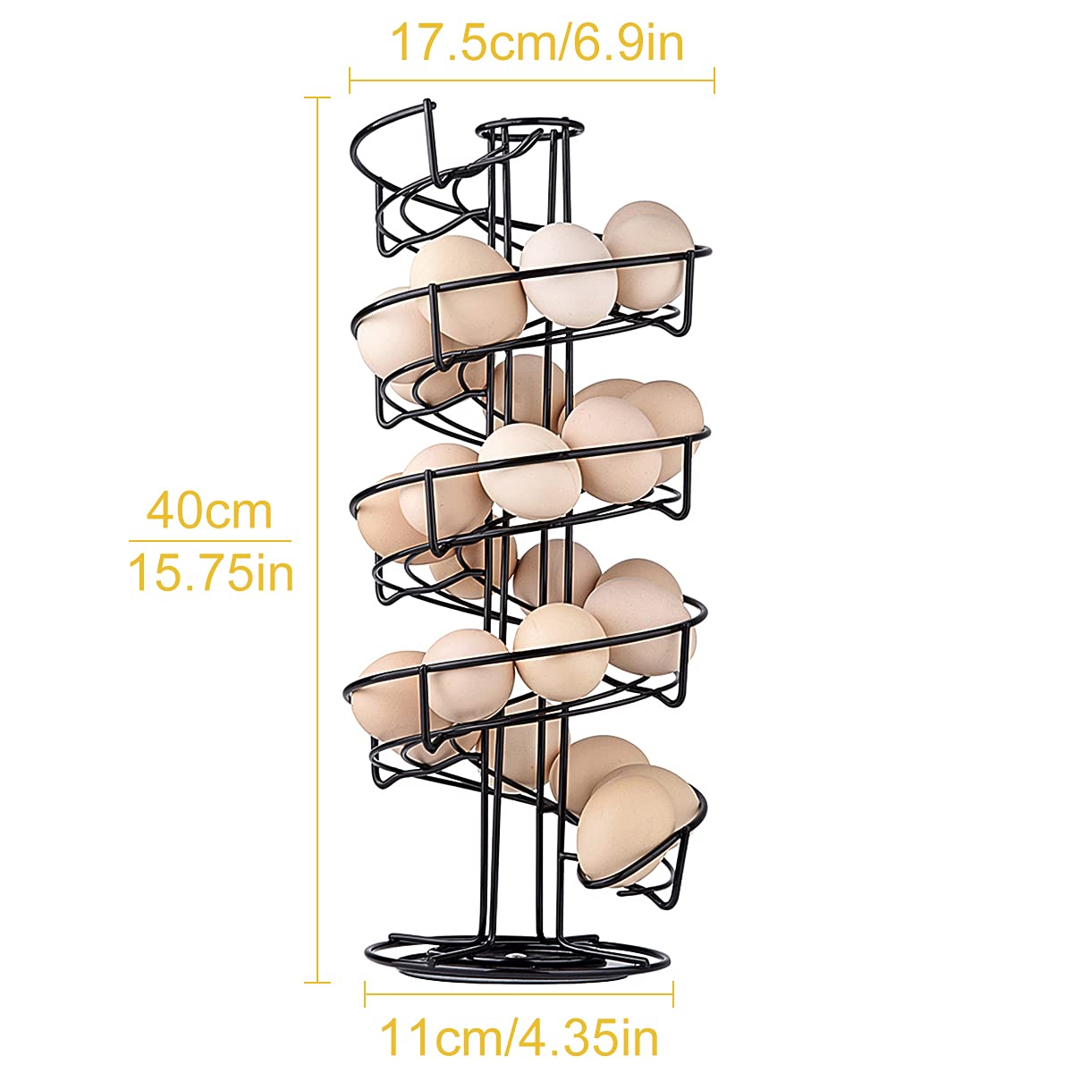 Toplife Spiral Design Metal Egg Skelter Dispenser Rack,Storage Display Rack (Black)
