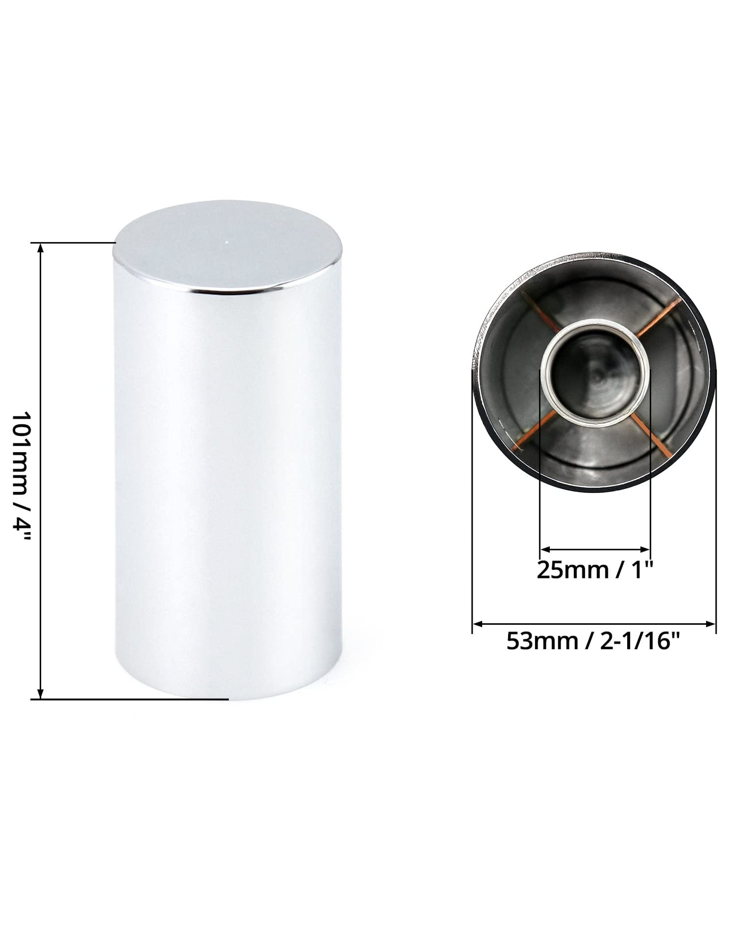 QWORK Lug Nut Covers Caps, Pack of 20 ABS Chrome Plastic Nut Caps, 33mm x 3-1/2" Cylinder Nut Cover, Thread On Fit, Screw-on Lug Nut Covers, for Semi Trucks, Trailers