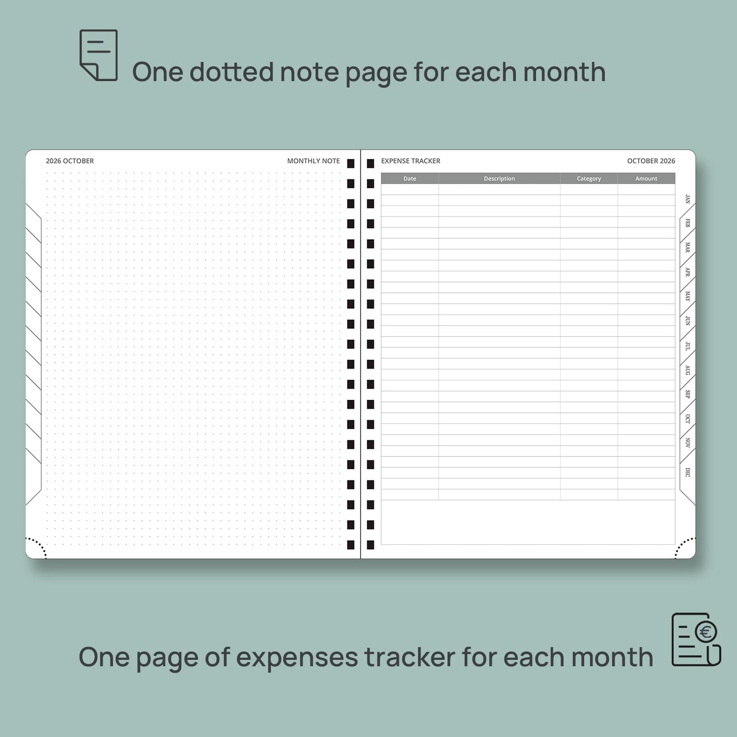 POPRUN 2026-2027 Monthly Planner, Large 8.5" x 10.5", 18 Month Calendar (July 2026 to December 2027) with Expense Tracker, Notes Pages, Sprial Bound, Leather Softcover - Lilac