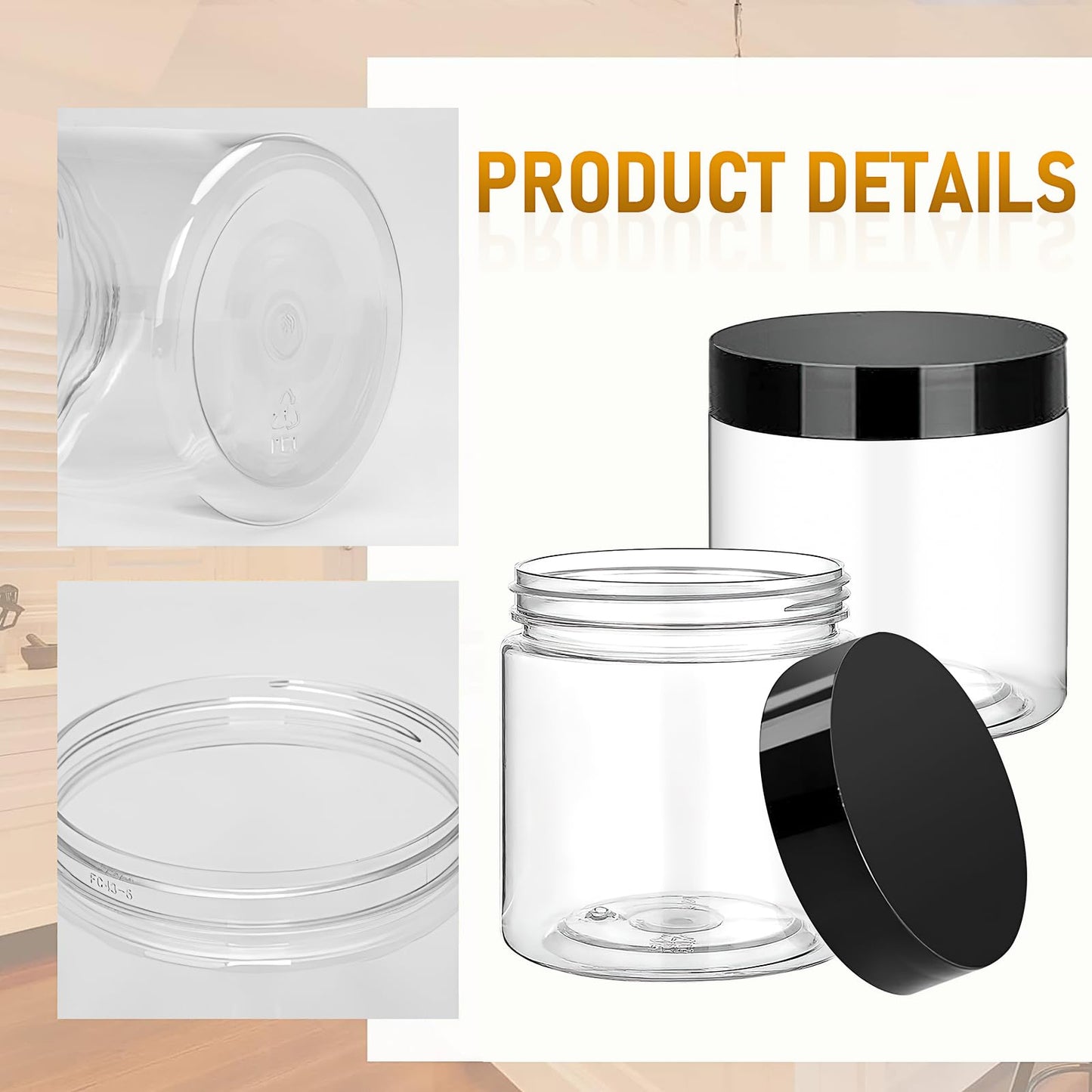 50 Pcs Clear Plastic Round Jars with Lids, 2oz/60ml Leak-Proof Cosmetic Storage Containers for Kitchen Use, Travel,Beauty Products, Cream, Scrubs, Bath Salt