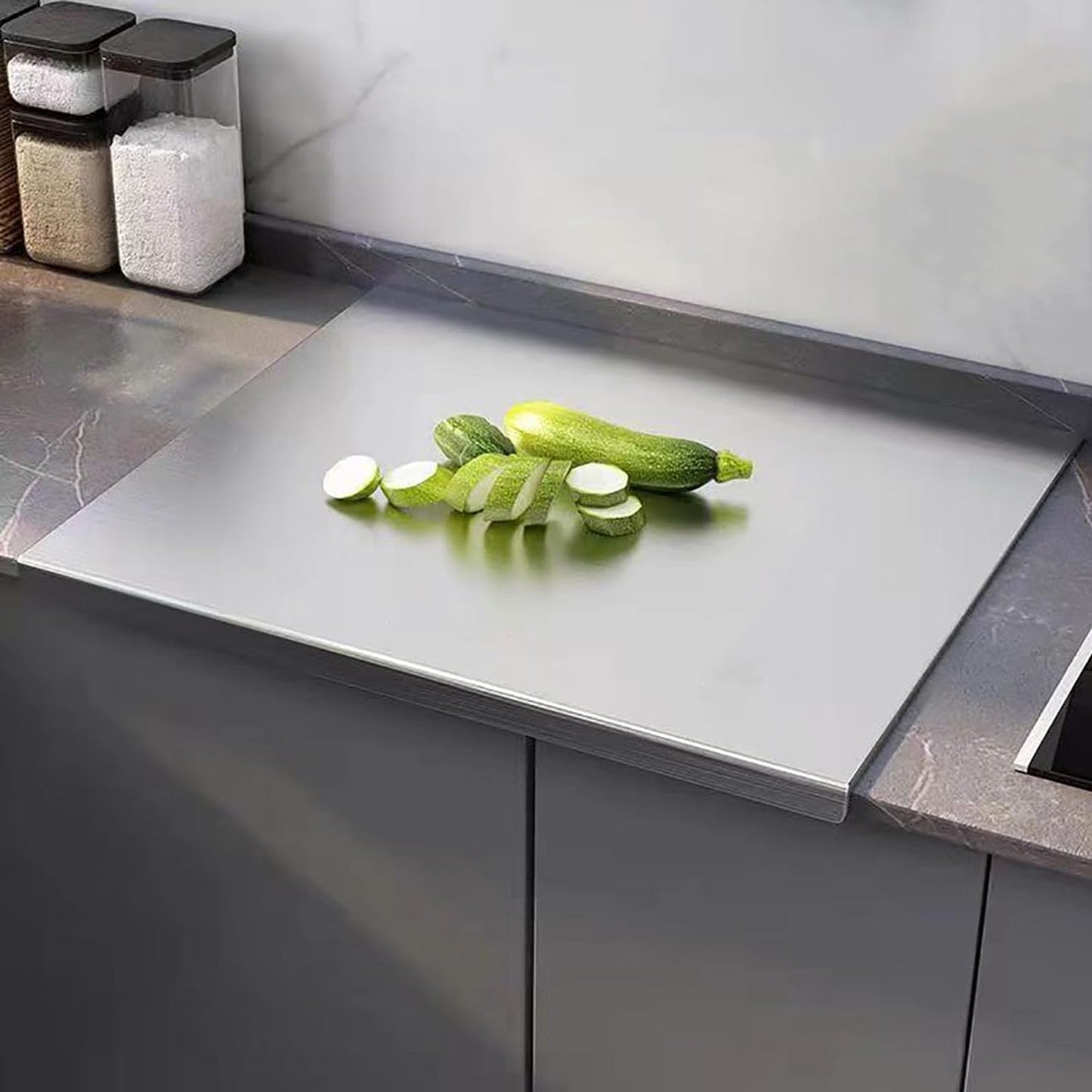 Stainless Steel Cutting Boards for Kitchen, 304 Stainless Chopping Board, Non-Slip Metal Cutting Board for Meat, Fruits, Vegetables, and Baking Food Grade Cutting Boards (40x50cm)
