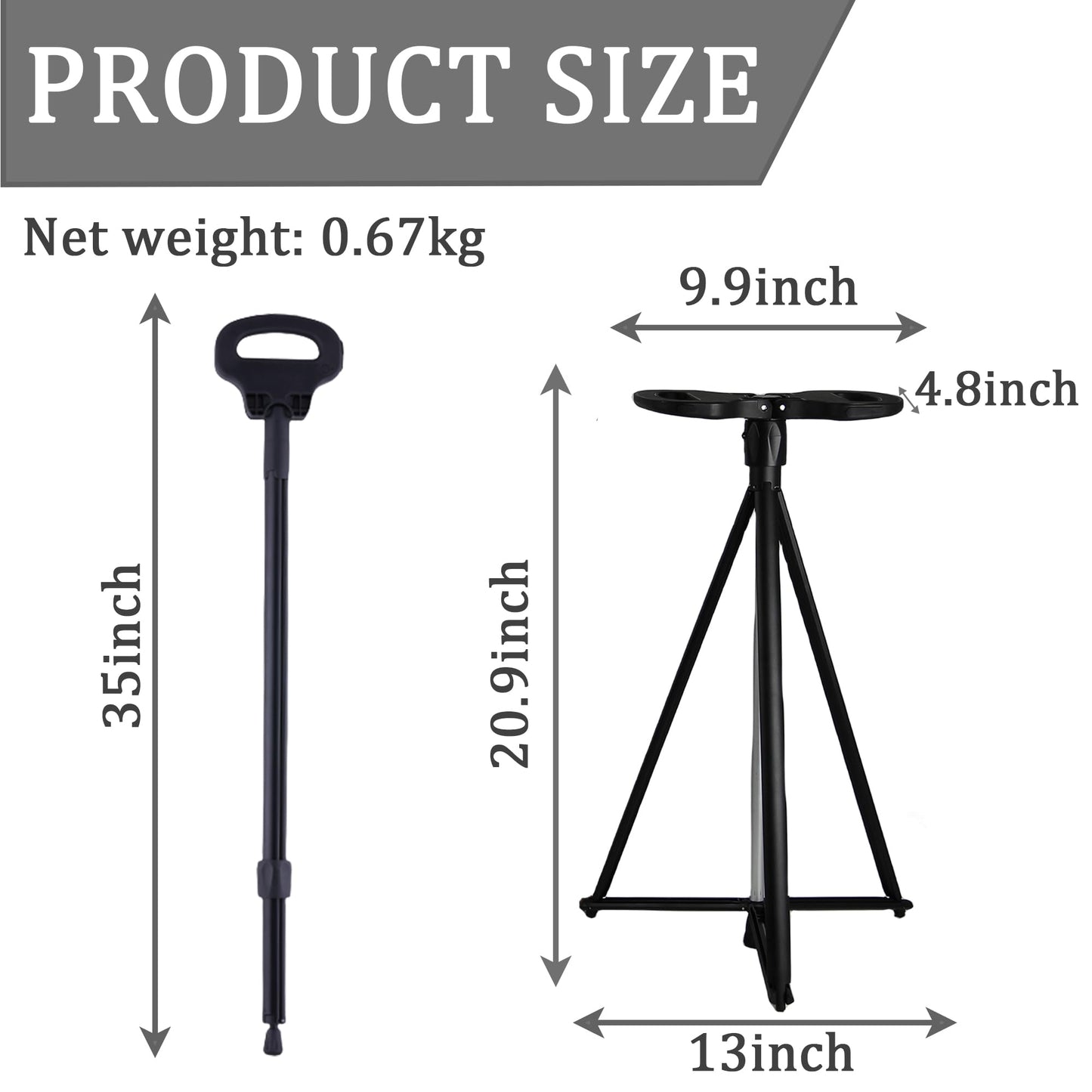 PLOGGING Walking Cane with Seat for Men & Women,Portable Cane Seat with Carry Bag,Lightweight Anti-Slip Walking Stick for Seniors & Adults,Foldable Adjustable Crutches Chair for Travel Hiking