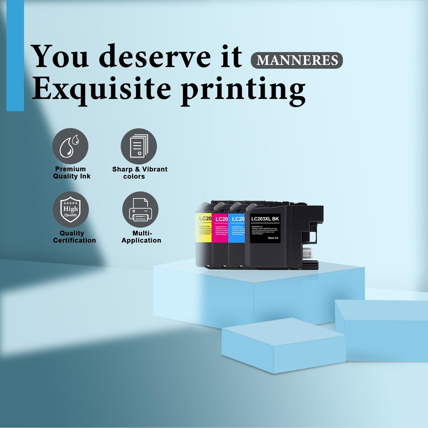 LC203XL Ink Cartridges Compatible for Brother LC203 LC201 High Yield Ink Cartridge Replacement for Brother LC203BK Ink Work with MFC-J480DW MFC-J880DW MFC-J4420DW MFC-J680DW Printer (BK/C/M/Y, 4 Pack)