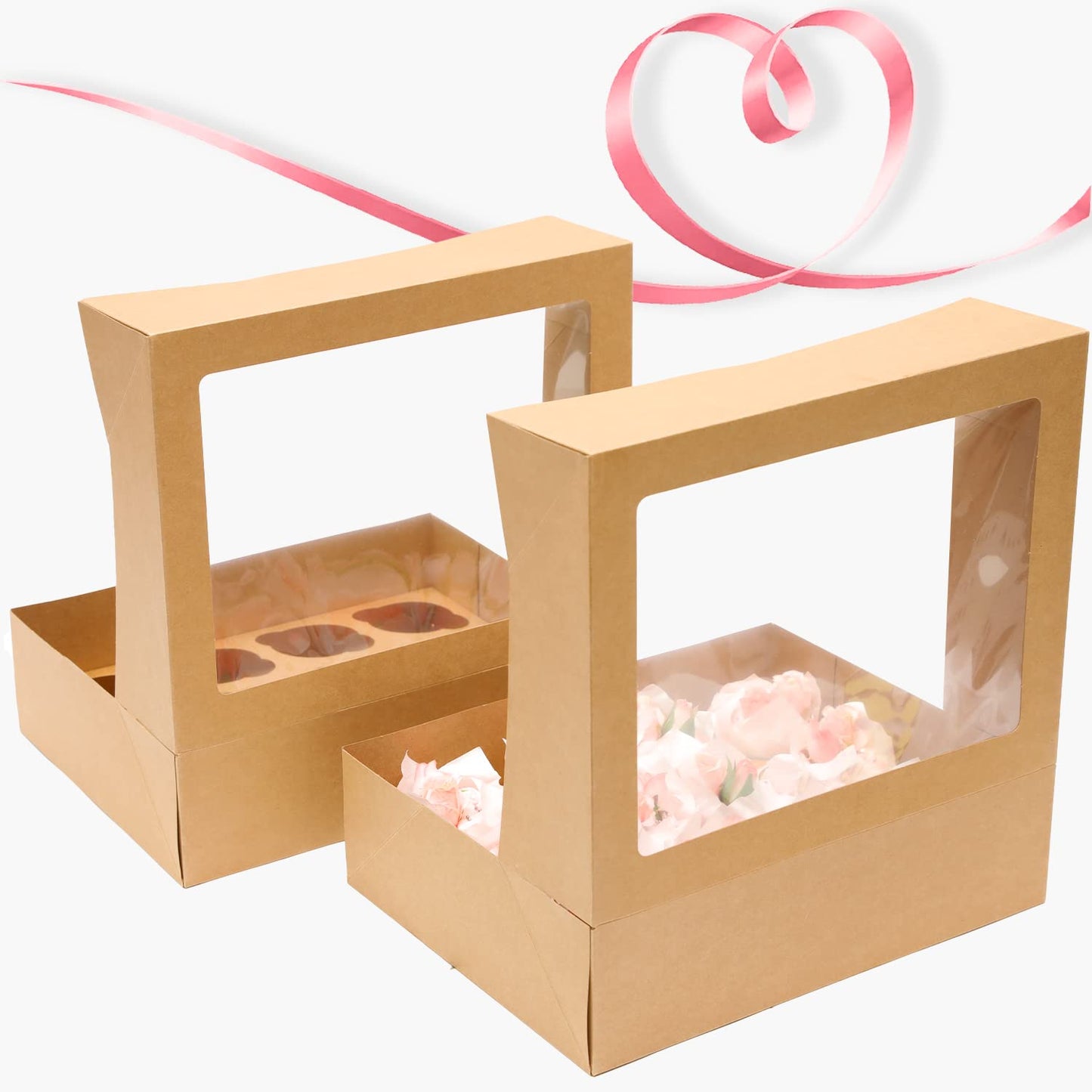 20 Pcs Kraft Cupcake Box Cupcakes Carrier 12 Cupcake Containers, 12 Cupcake Boxes with Window 13x10x3.5inch