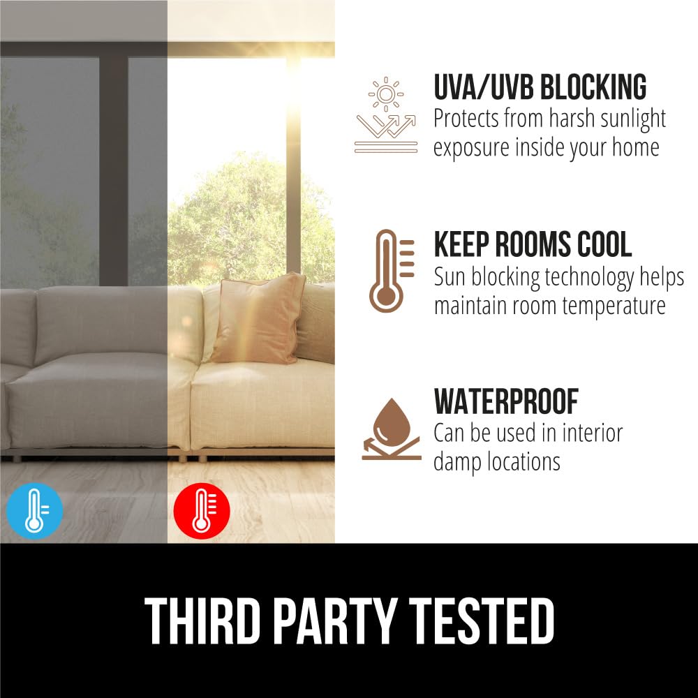 Gorilla Guard Two Way Sun Blocking Window Privacy Film, 23.6" x 78.7”, Strong Static Clings to Glass Windows, Peel and Stick, Removable Stickers, Decorative Bathroom Door Coverings, Frosted
