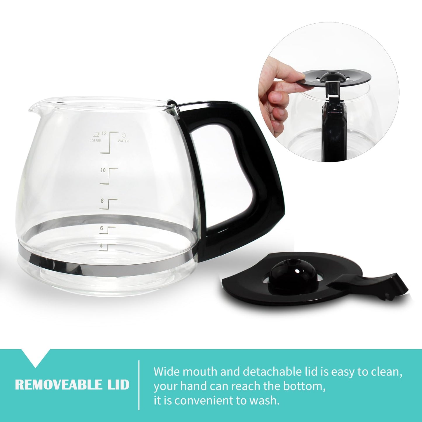 12-Cup Replacement Carafe Compatible with Black and Decker Coffee Maker Model# CM1160B, CM1160W