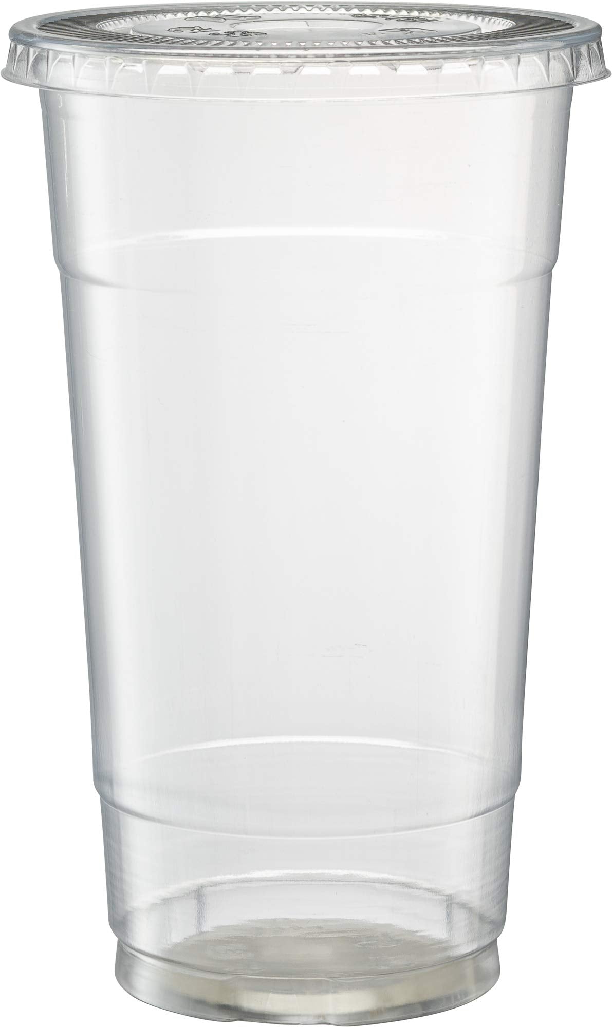 ELEGANT DISPOSABLES Crystal Clear PET Cups With Flat lids for Iced Coffee (32 oz)
