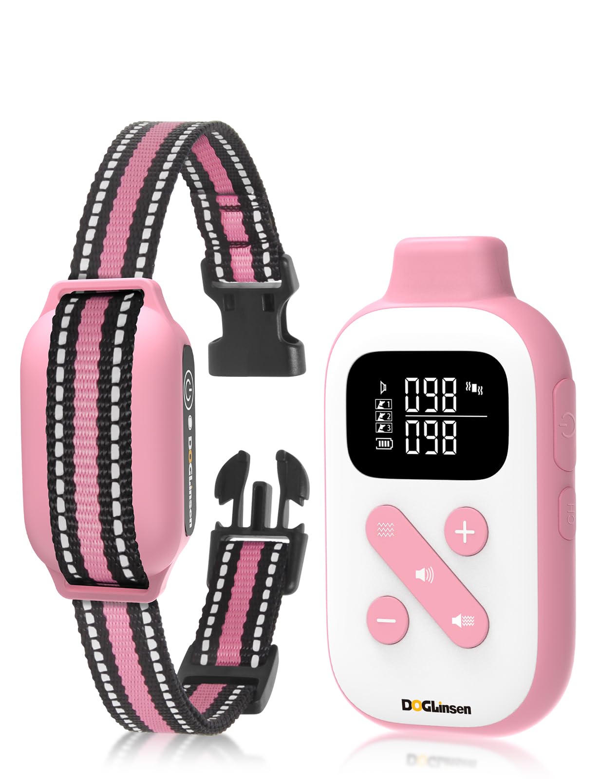 DOGLinsen No Shock Dog Training Collar with Remote 2800Ft, Vibrating Dog Collar No Shock, Vibration Collar for Small Medium Large Dogs - No Prongs (Pink)