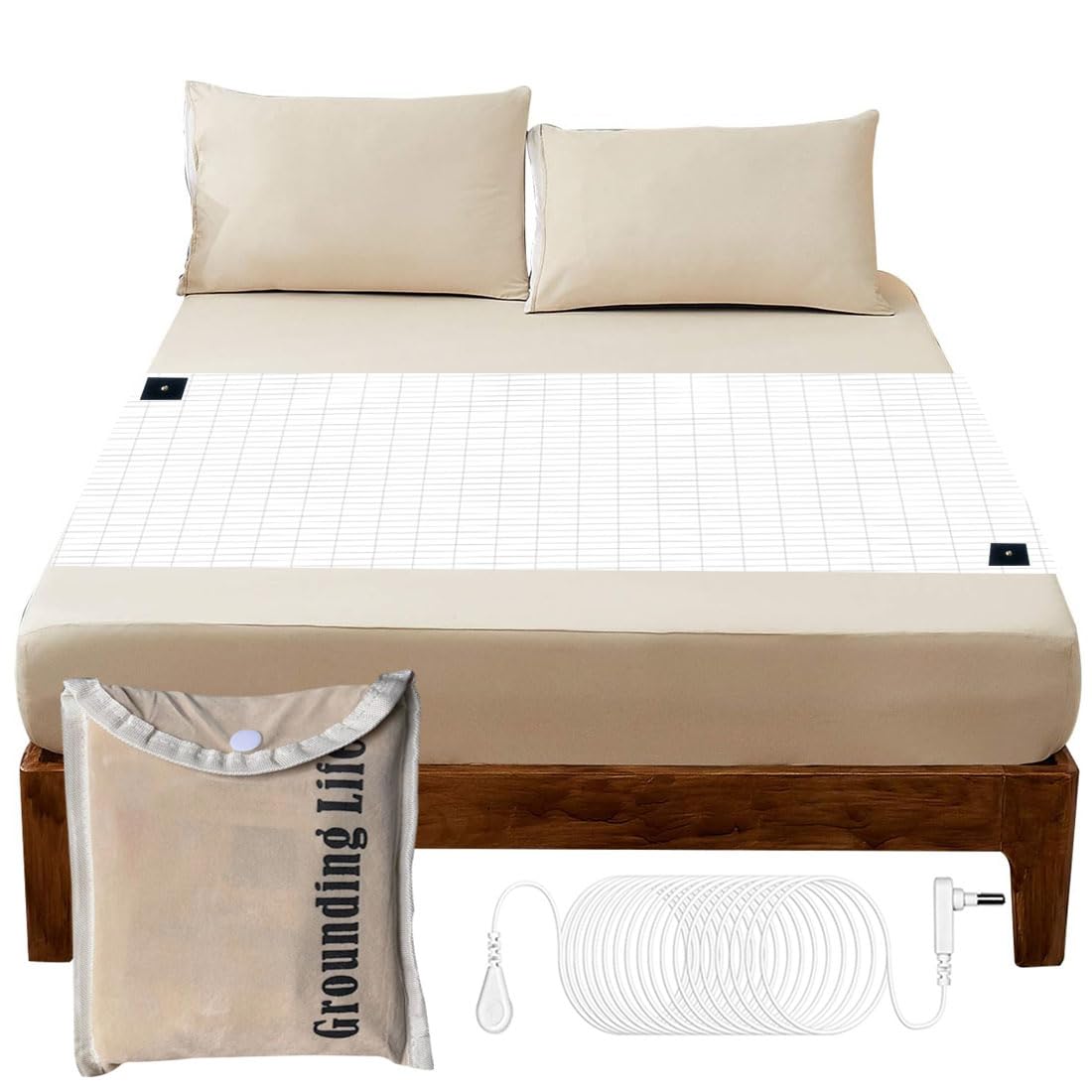 Grounding Mat for Bed, 10% Silver Grounding Sheets for Sleep Support, Wellness, Relaxation, Earth Sheet Twin XL for Office Indoor(36IN 91IN)