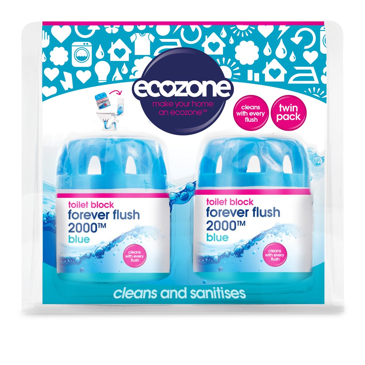 ecozone Forever Flush 2000 Toilet Block Twin Pack