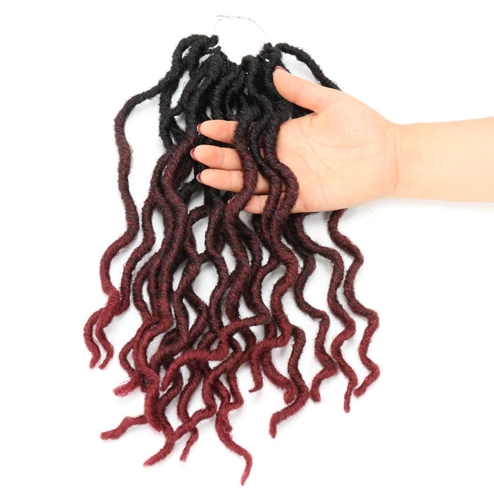 Eliza Wavy Gypsy Ombre Crochet Hair - 8Packs/Lot Goddess Locs Synthetic Fiber Faux Locs African Roots Dreadlocs Synthetic Braiding Hair Extensions for Black Women (14",8pack,OT99J)