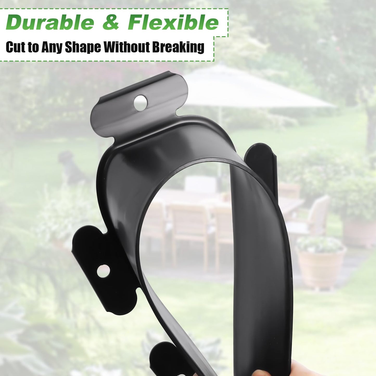 33FT Garden Edging Border, 4 Inch Height No Dig Lawn Edging Kit with 30 Spikes and Hammer, Plastic Landscape Edging for Yard, Flower Beds, and Pathways - Black