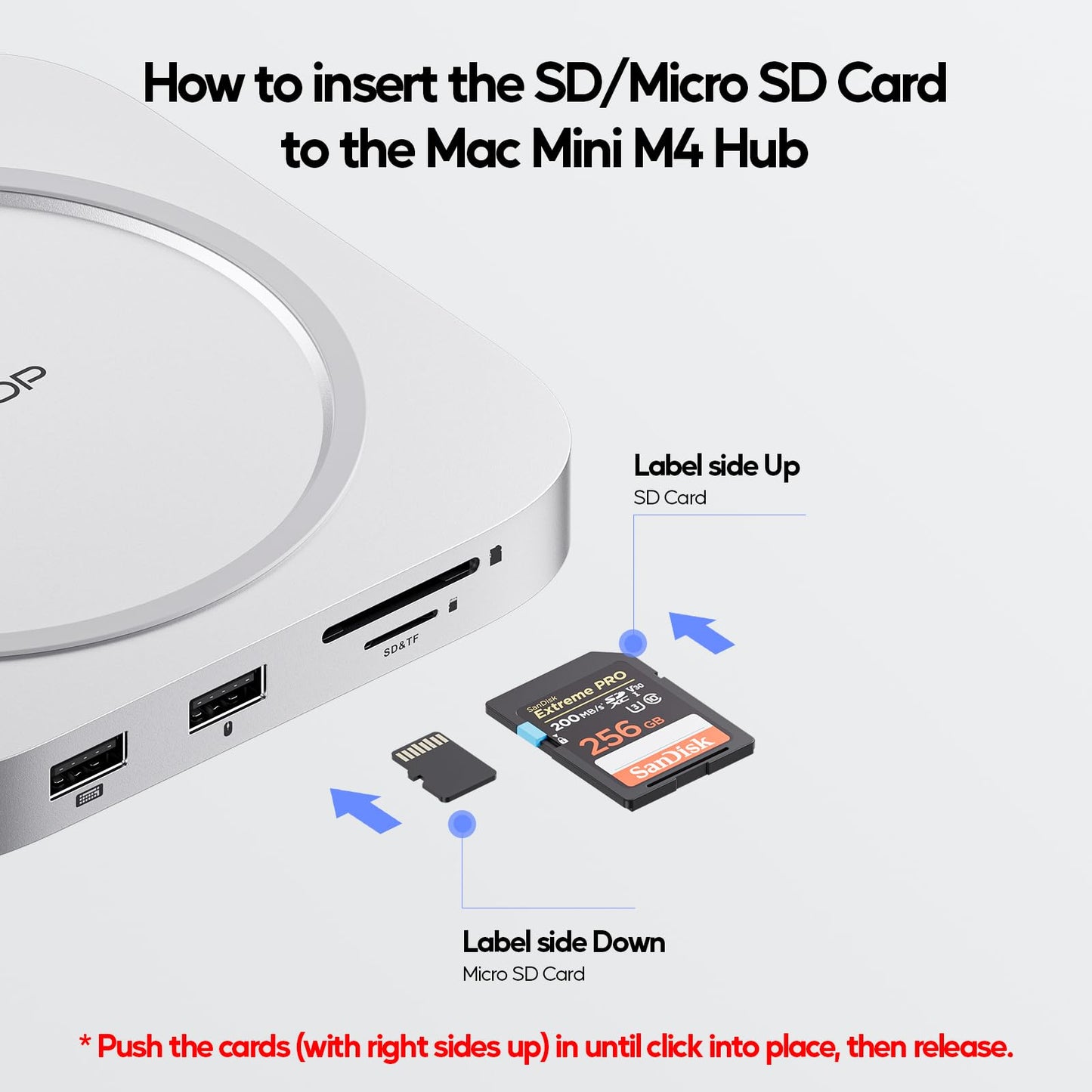 PULWTOP Mac mini M4 Dock with 4TB M.2 SSD Enclosure (SSD NOT Included), Mac mini M4/ M4 Pro Hub Stand with HDMI 4K@60Hz, 2024 MacMini USB C Hub Accessories, 3 USB A 2.0, SD/TF, 3.5mm Audio