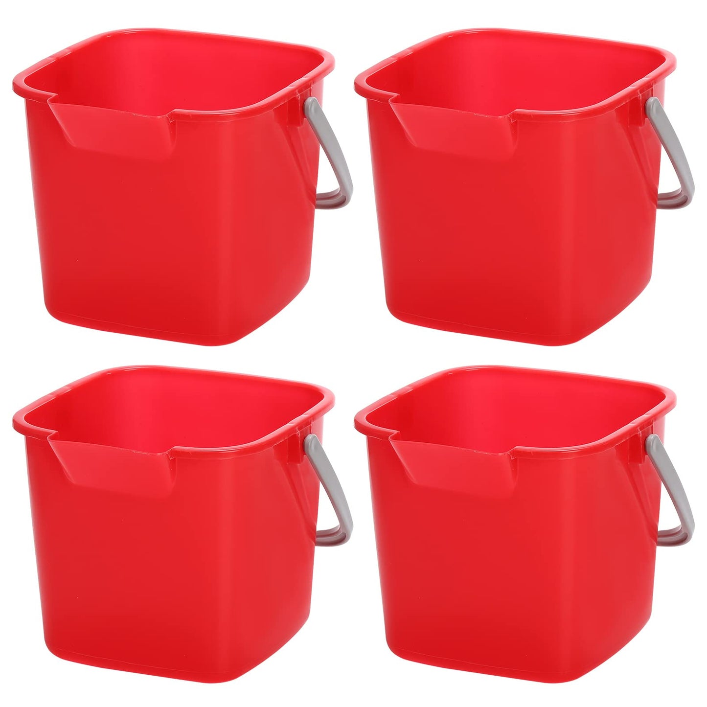 Peohud 4 Pack Sanitizing Buckets, 3 Quart Small Cleaning Pail, Square Cleaning Bucket Detergent Bucket with Spout and Handle for Home, Offices, School, Commercial Use
