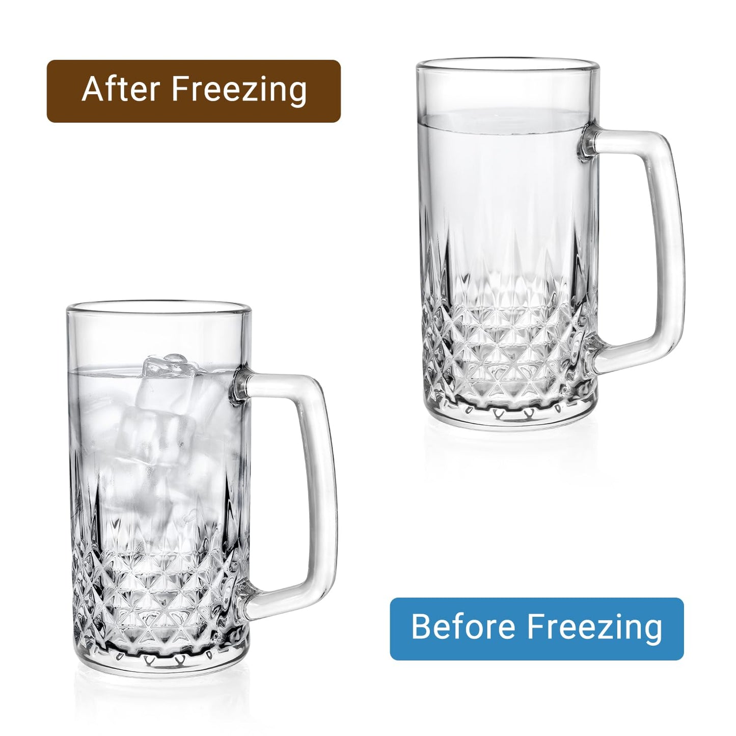 GOSDENG 4 Pack Beer Mugs for Freezer, Double Wall Insulated Glasses – Freezer Mugs, 20 oz – Perfect Frozen Beer Mugs for Home Bar Accessories, Gifts for Men
