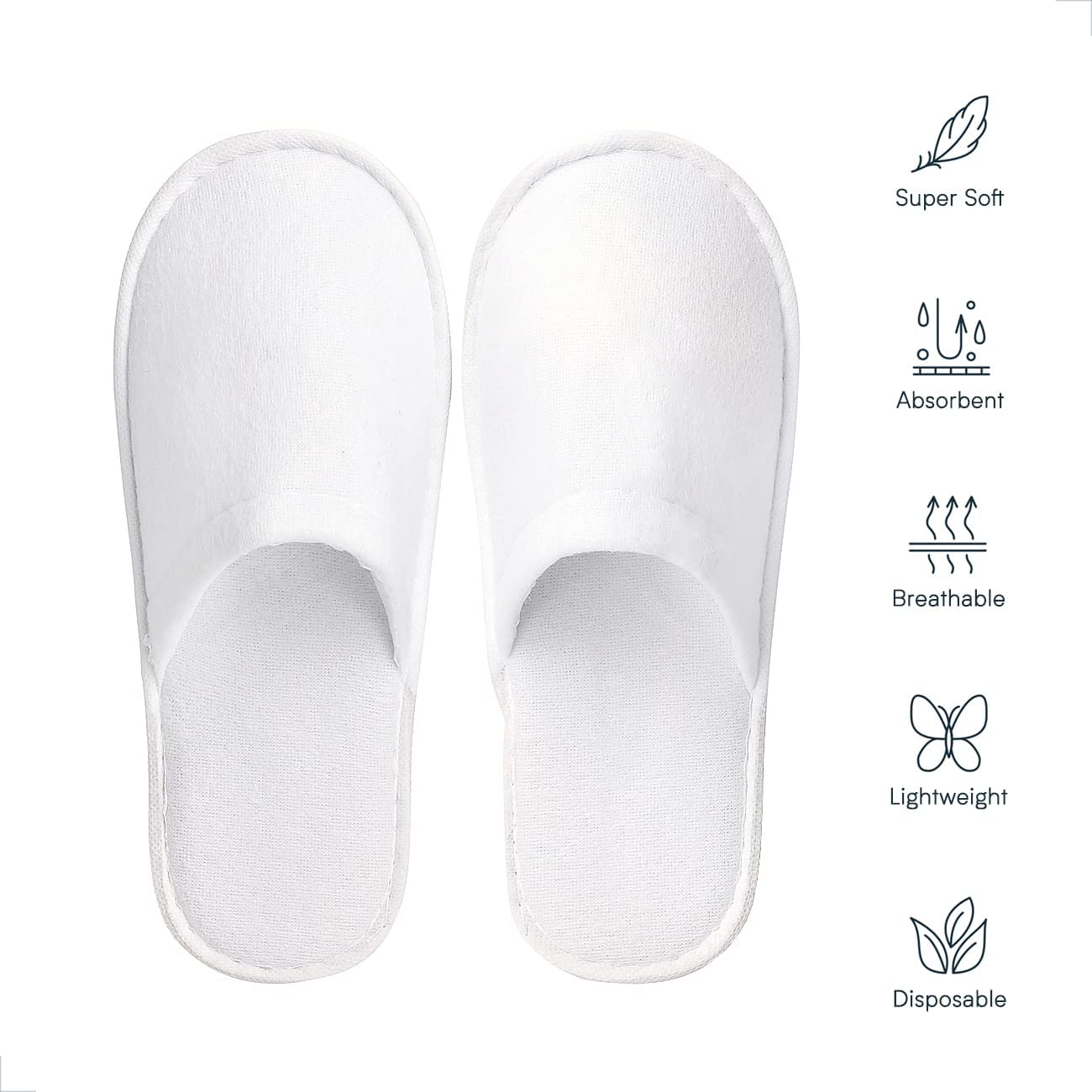 30 Pairs Disposable Spa Slippers Velvet Closed Toe Slippers for Hotel, Home, Guest Use, Fits up to US Men Size 10 and Women Size 11, White