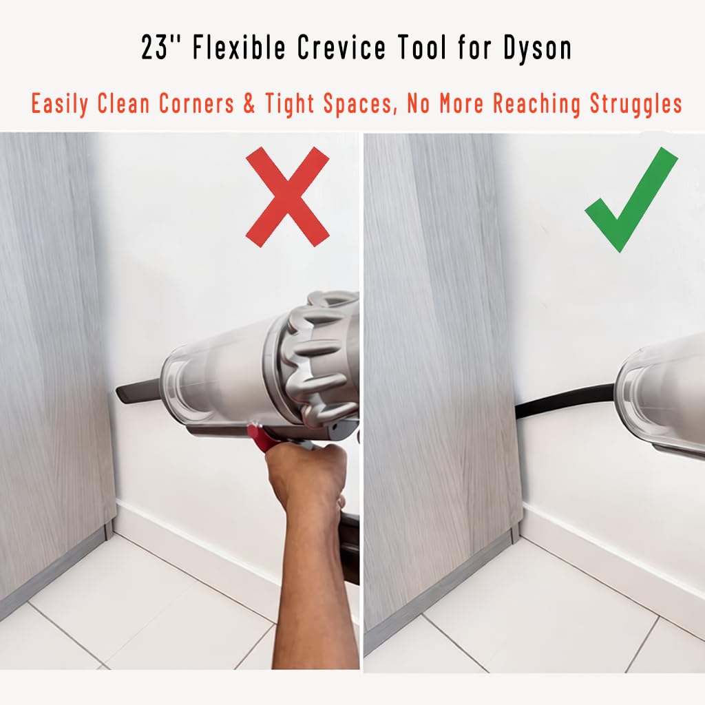 Flexible Crevice Tool & Extension Hose Attachments for Dyson GEN5 V15 V15s V12 V11 V10 V8 V7 Cordless Vacuum, Perfect Cleaning Replacement Accessories Bundle for Dryer Vent, Car Detailing,Corners,Gaps