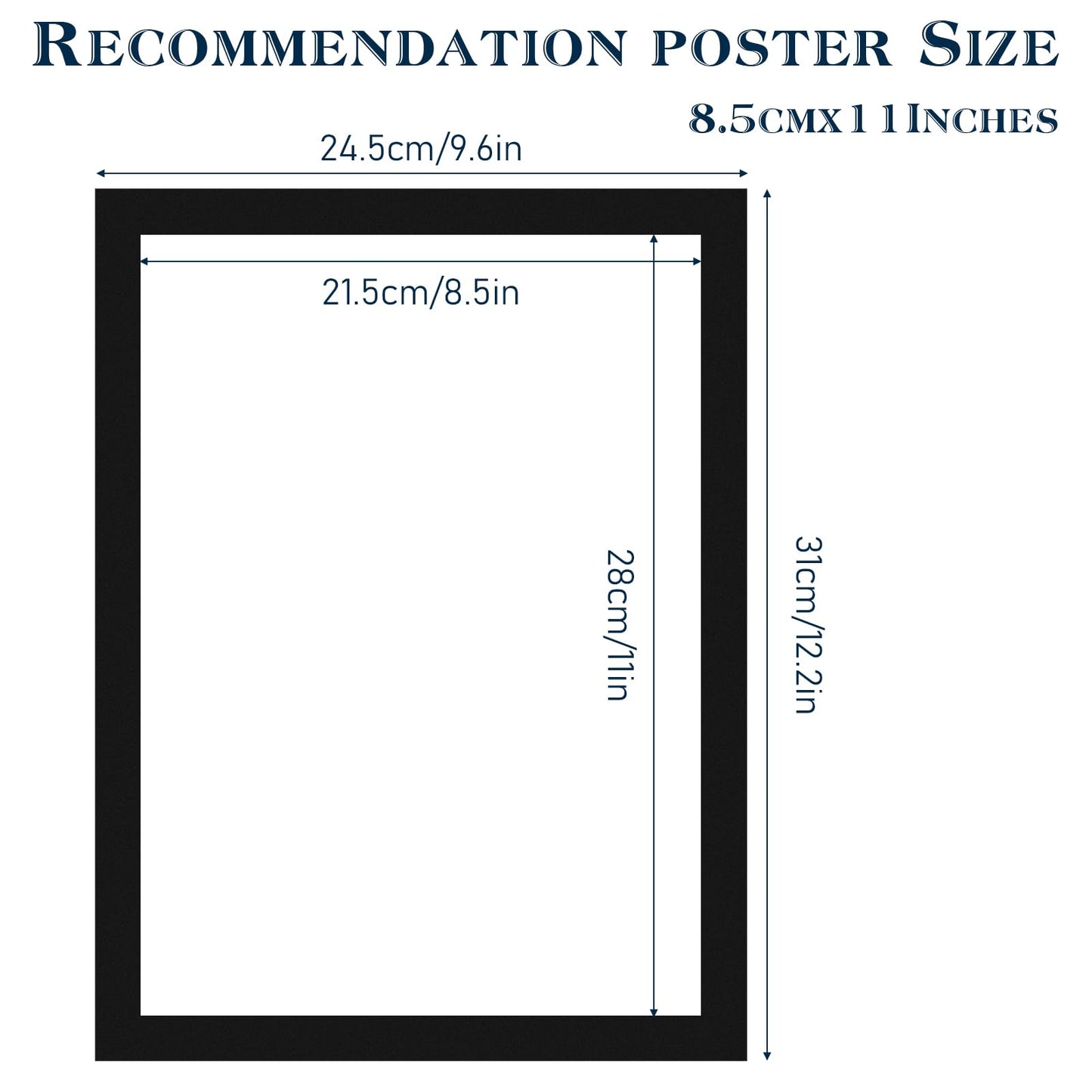 24 Pieces Magnetic Sign Holder 8 x 11.5inches, Self-Adhesive Plastic Display Frames, Door Window Document Reusable Adhesive Frames, for Window/Door/Fridge/Document Notice Paper