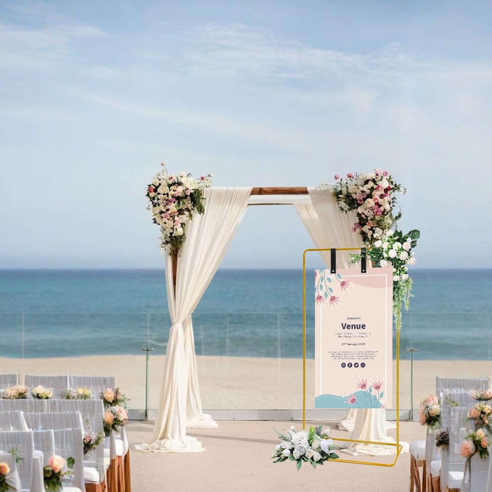 1Set Wedding Sign Holder Adjustable welcome to our wedding sign stand Heavy Duty Easel Stand for Sign Easel Display Used for indoor/outdoor display sign poster bracket (Black)