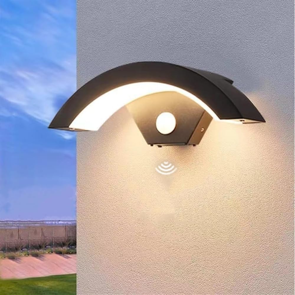 Ikenta Motion Sensor Outdoor Wall Lamp Lights LED, Porch Lights Outdoor Wall Lamps for Patio, Waterproof IP65 3000K 18W Aluminium