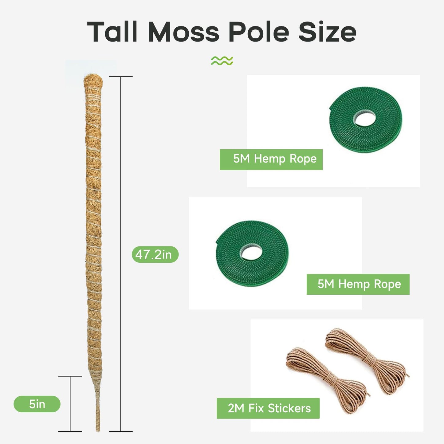 SYCARON Moss Pole, 4 PCS 47.2 Inches Moss Pole Plant Support Monstera, Coco Coir Plant Support Stakes for Small/Medium Potted Climbing Plants, Indoor Plants to Grow Upwards