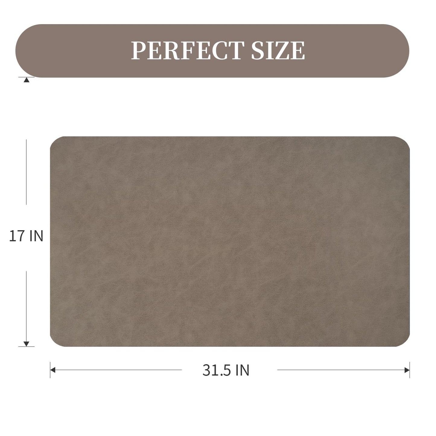 MontVoo-Absorbent Dish Drying Mat-Kitchen Counter Rubber Backed Water Absorbing Drying Mat-Hide Stain Under Dish Mat Quick Dry Coffee Mat-Brown 17''x31''
