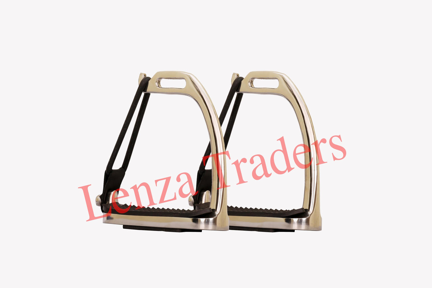 Peacock Silver Polish Safety Stirrups Fillis Horse Riding S/Steel with Rubber & TREADS (4" inch)