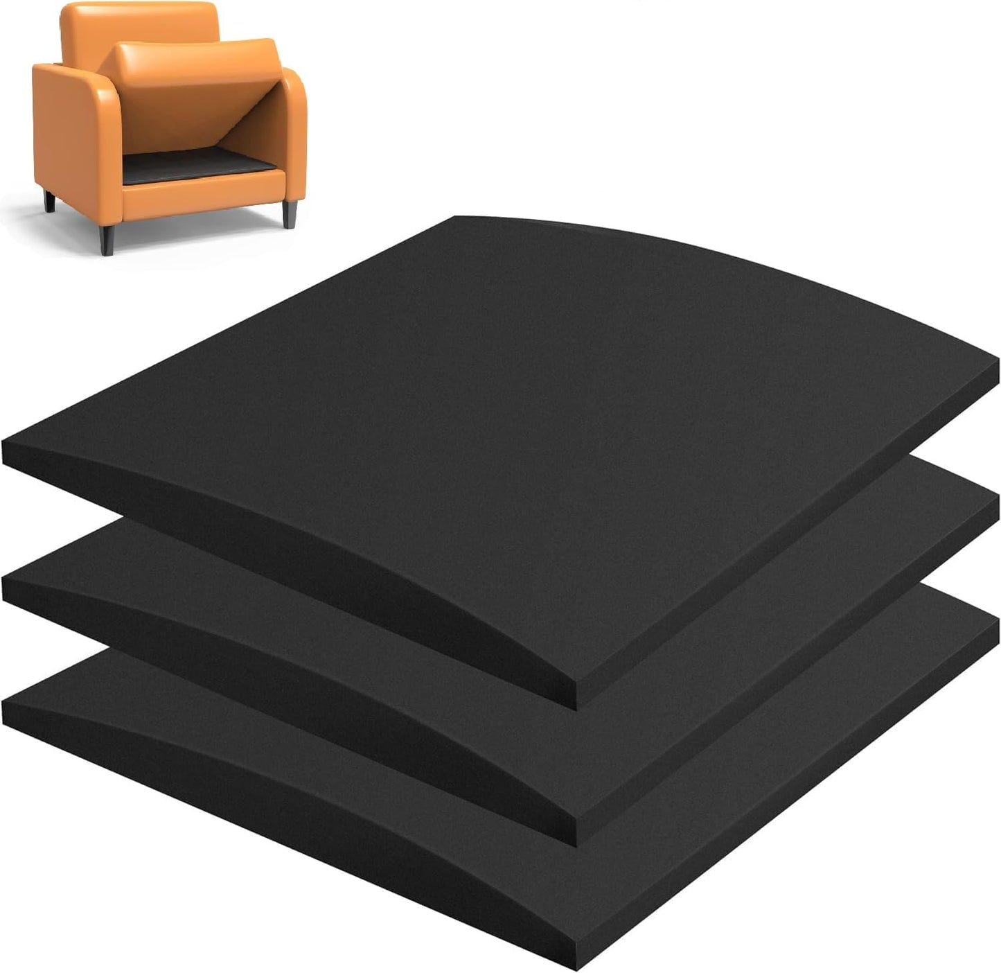 3Pcs Couch Cushion Support for Sagging Seat, 20" x 20" High-Density Foam Sofa Cushion Support for Under The Cushions, Sofa Cushions Replacement for Sectional Sofa (Black-3pcs)