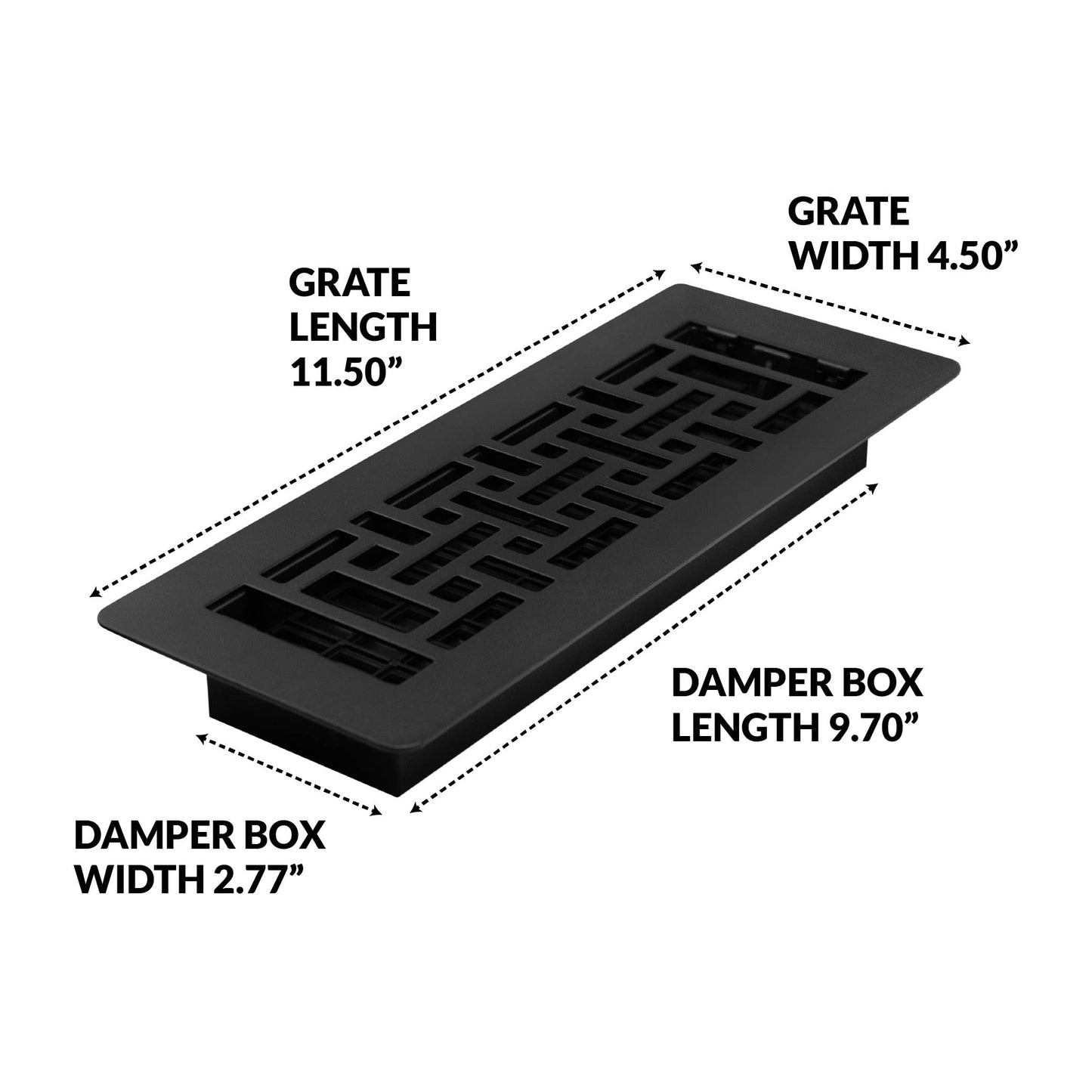 Decor Grates (4-Pack) LAJH310-BLK Oriental Low Profile Floor Register, 3x10 Inches, Textured Black Finish